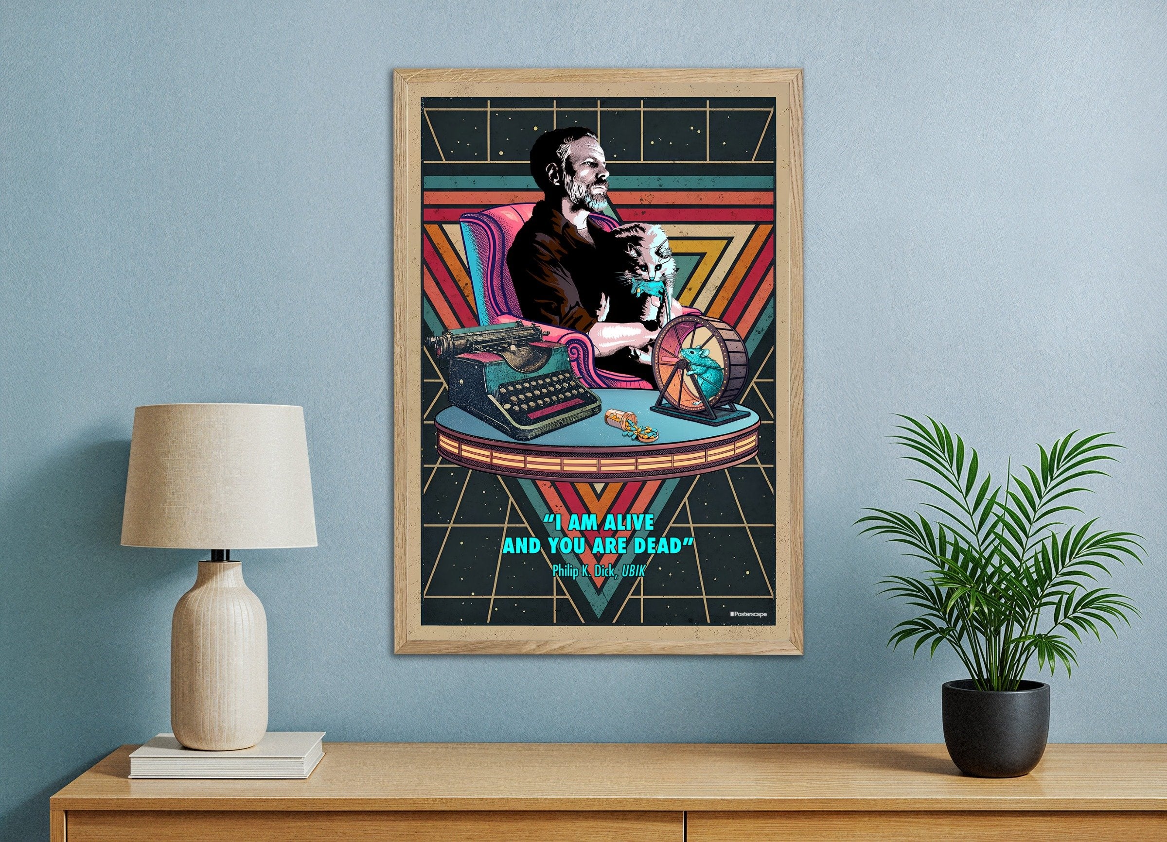Philip K. Dick Poster - « Je suis vivant et vous êtes morts » - Science-fiction rétro