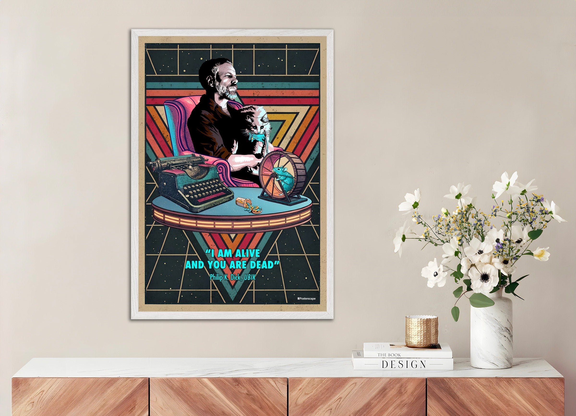 Philip K. Dick Poster - « Je suis vivant et vous êtes morts » - Science-fiction rétro