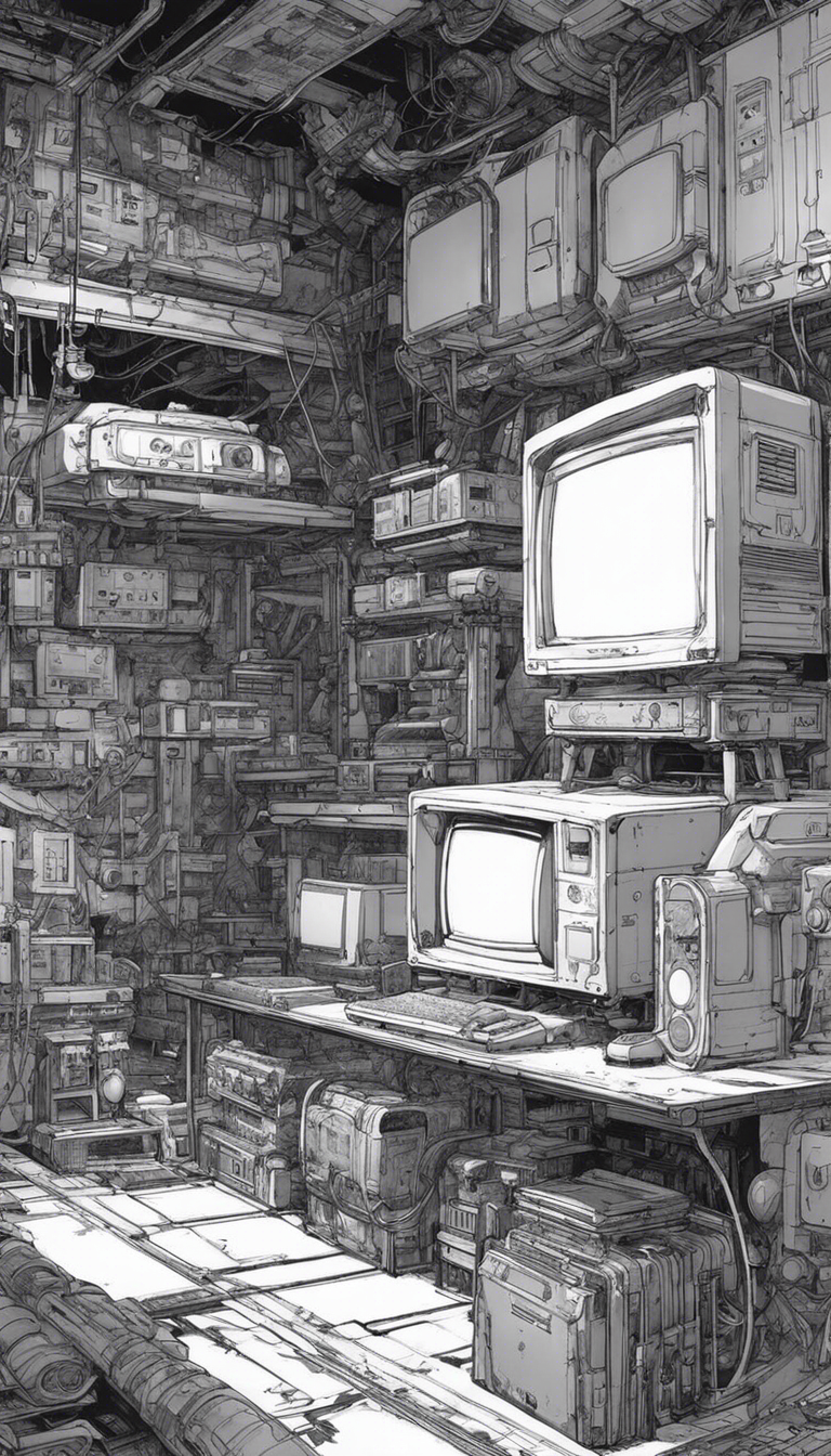 Contemporary black cyberpunk manga, Video game console - Affiche