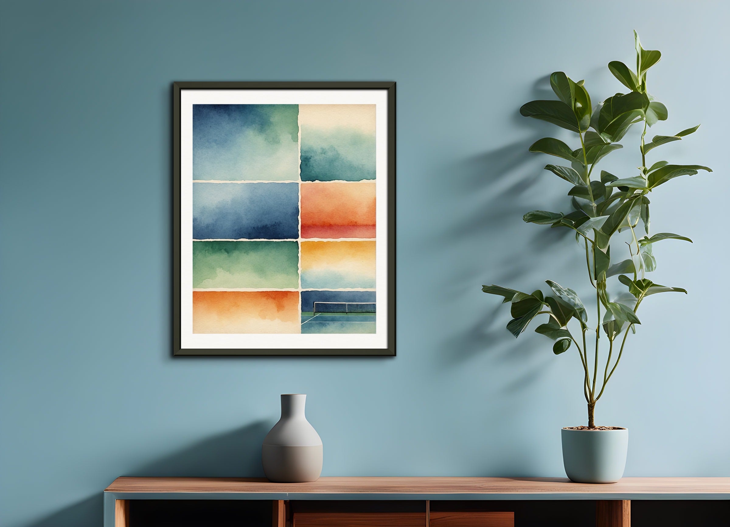 Poster with metal frame: Abstract watercolor on color gradients,