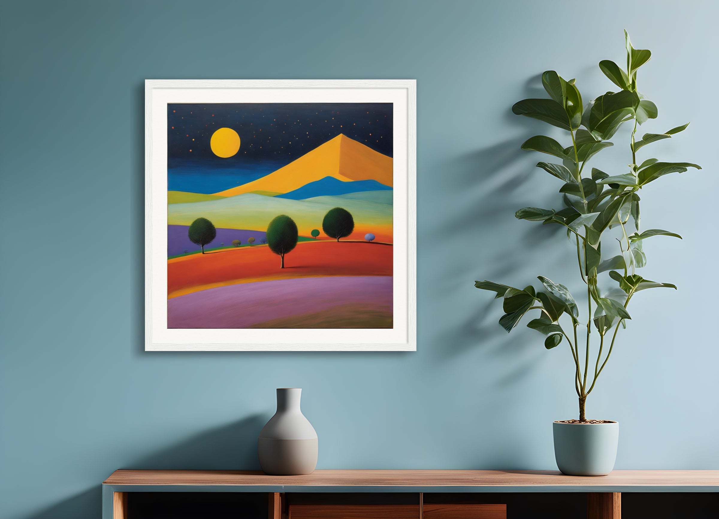 Poster with wood frame: Scottish painting of abstract expressionism,