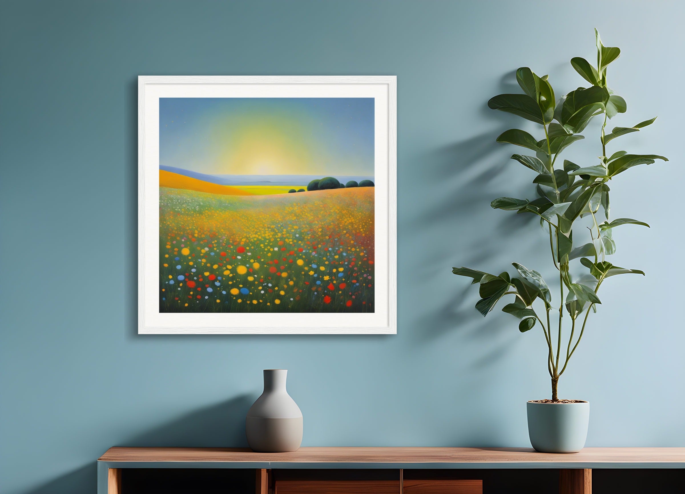 Poster with wood frame: Scottish painting of abstract expressionism,