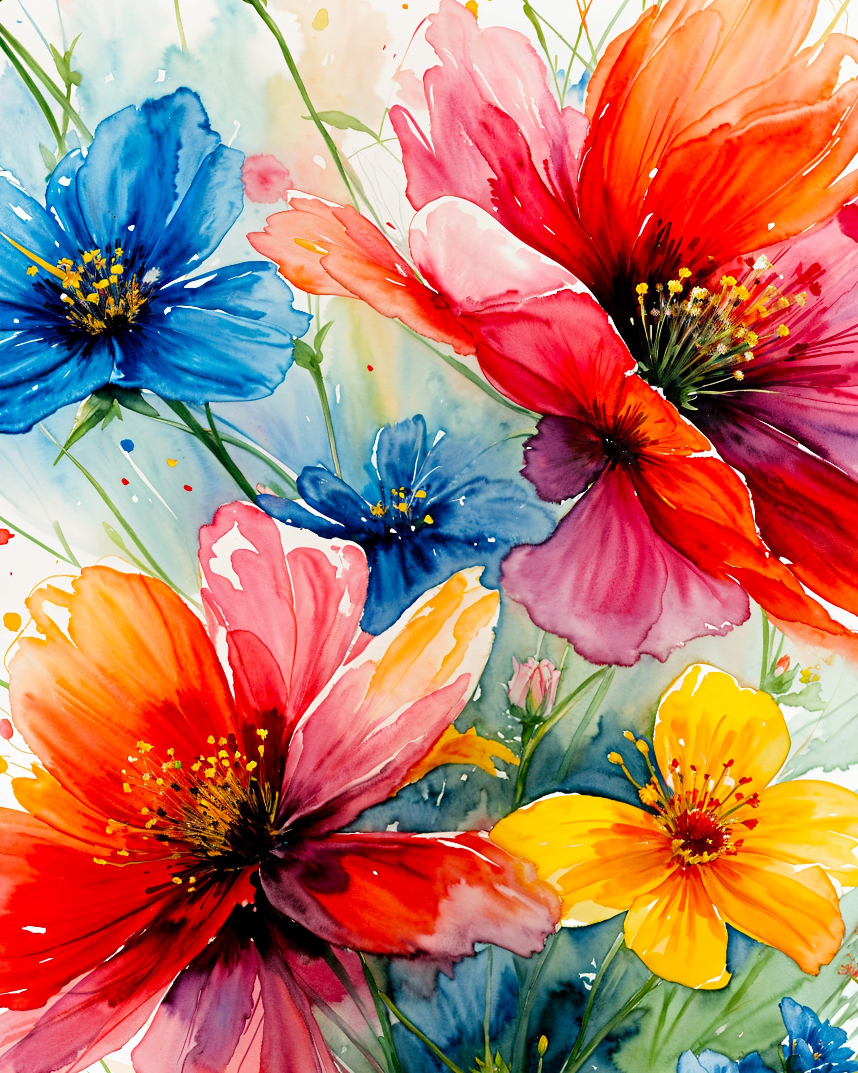 Aquarelle fleurs - Affiche