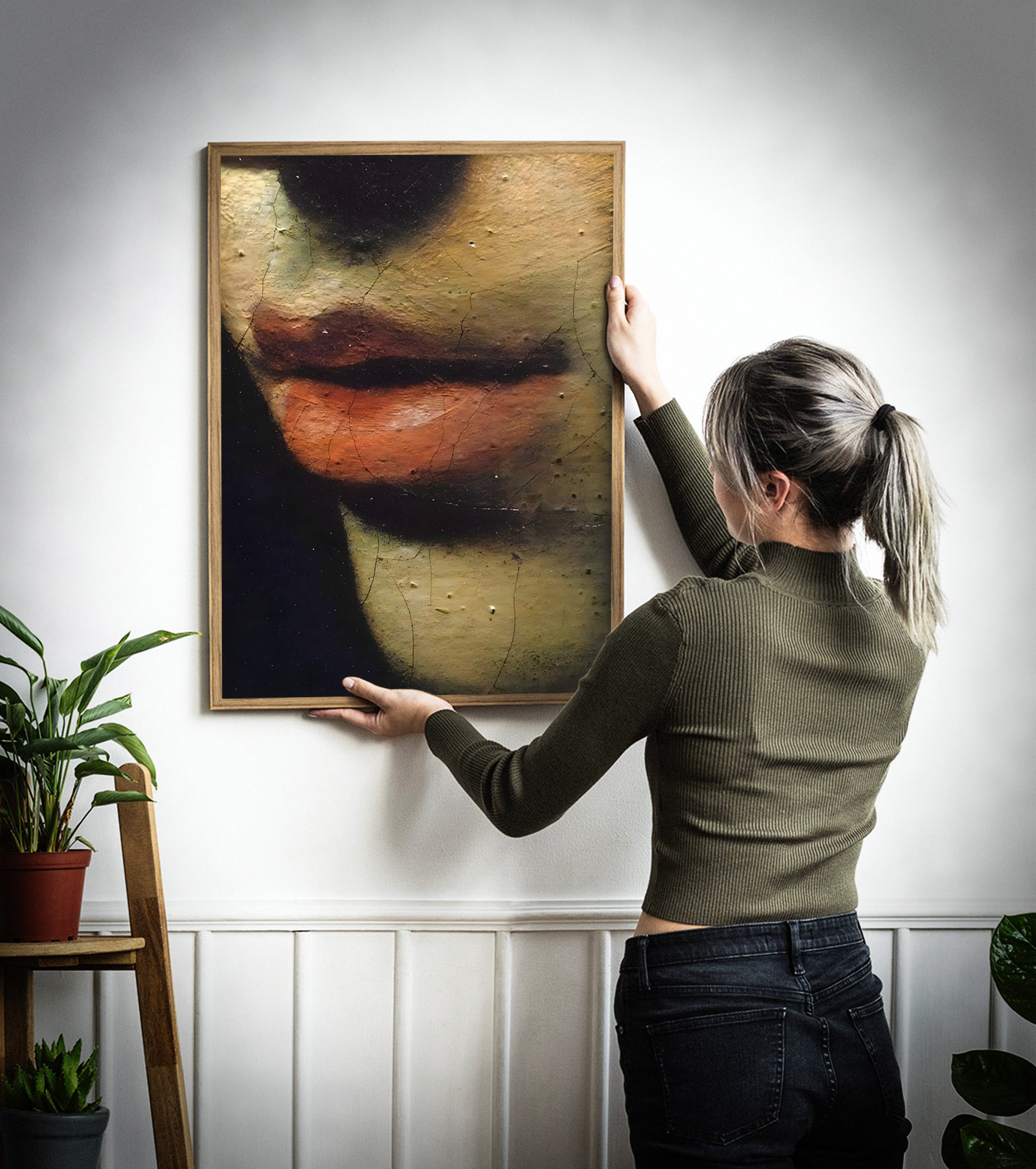 Lips (detail) Caravaggio Art Print.