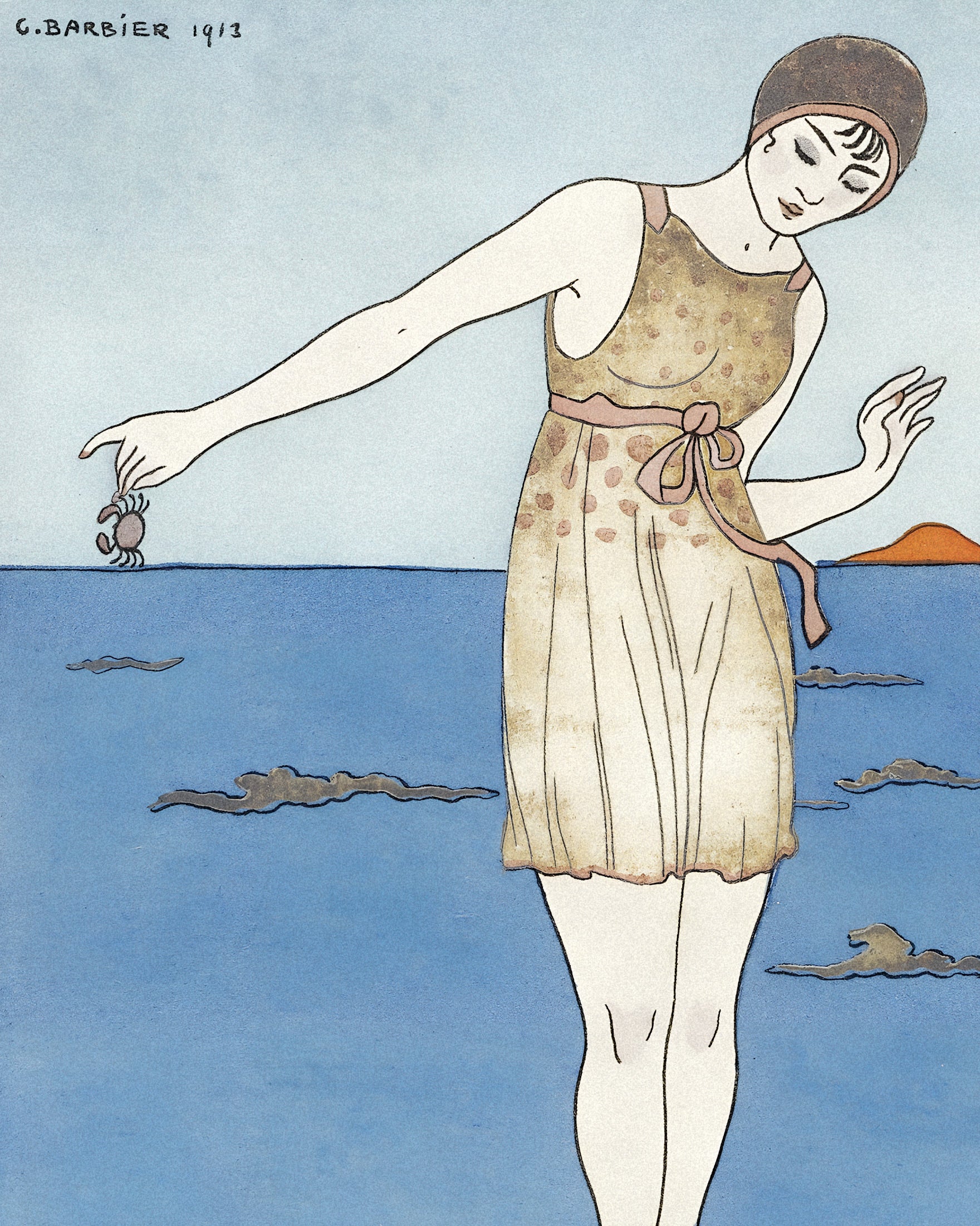 "Costume de Bain" par Georges Barbier (1913) - Poster Art Déco