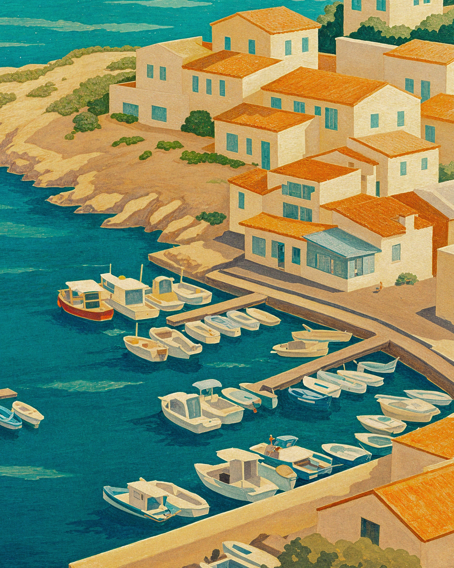 Les Goudes, Marseille - Poster de Voyage - Village de Pêche Méditerranéen