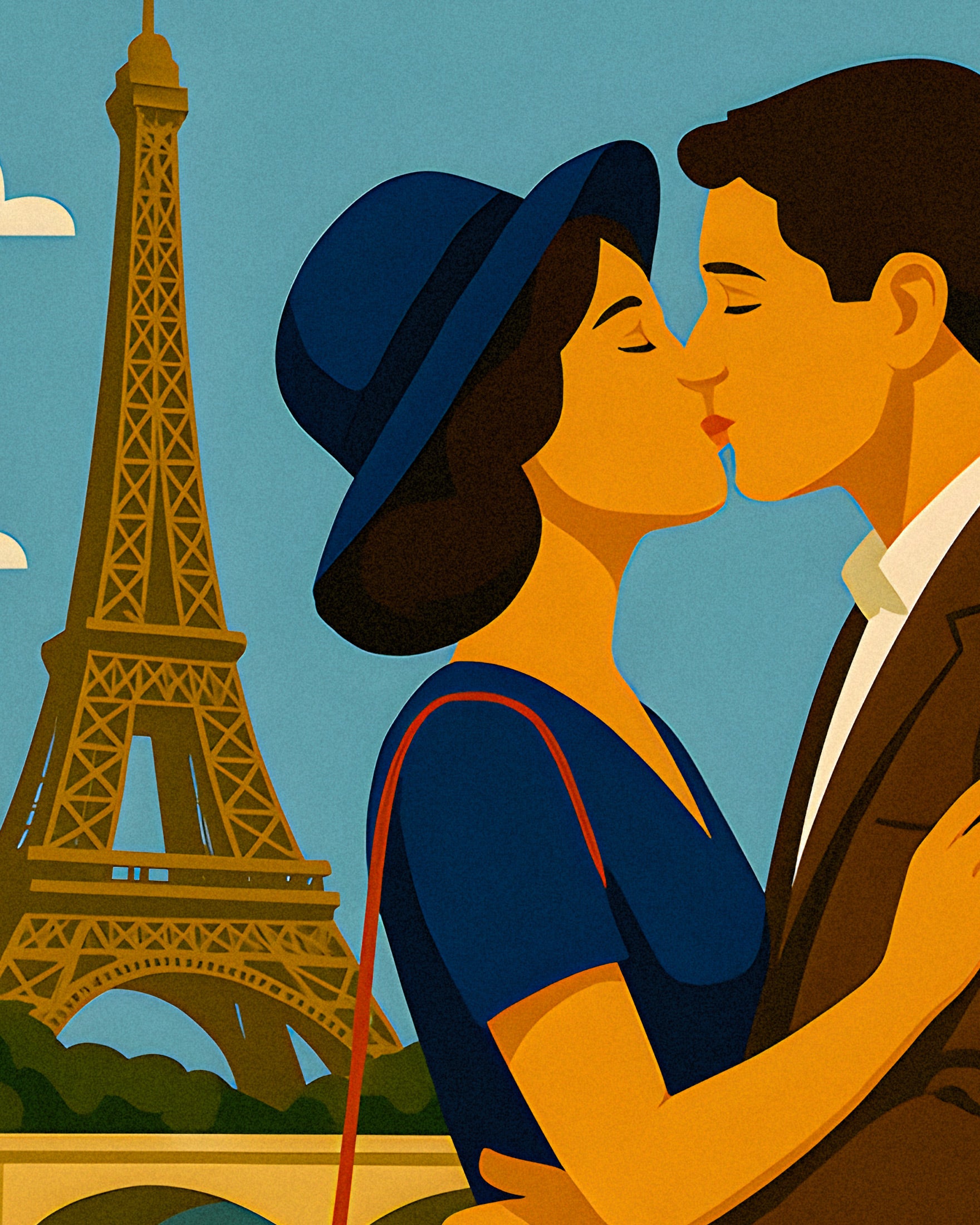Amoureux de Paris – Affiche Vintage Romantique