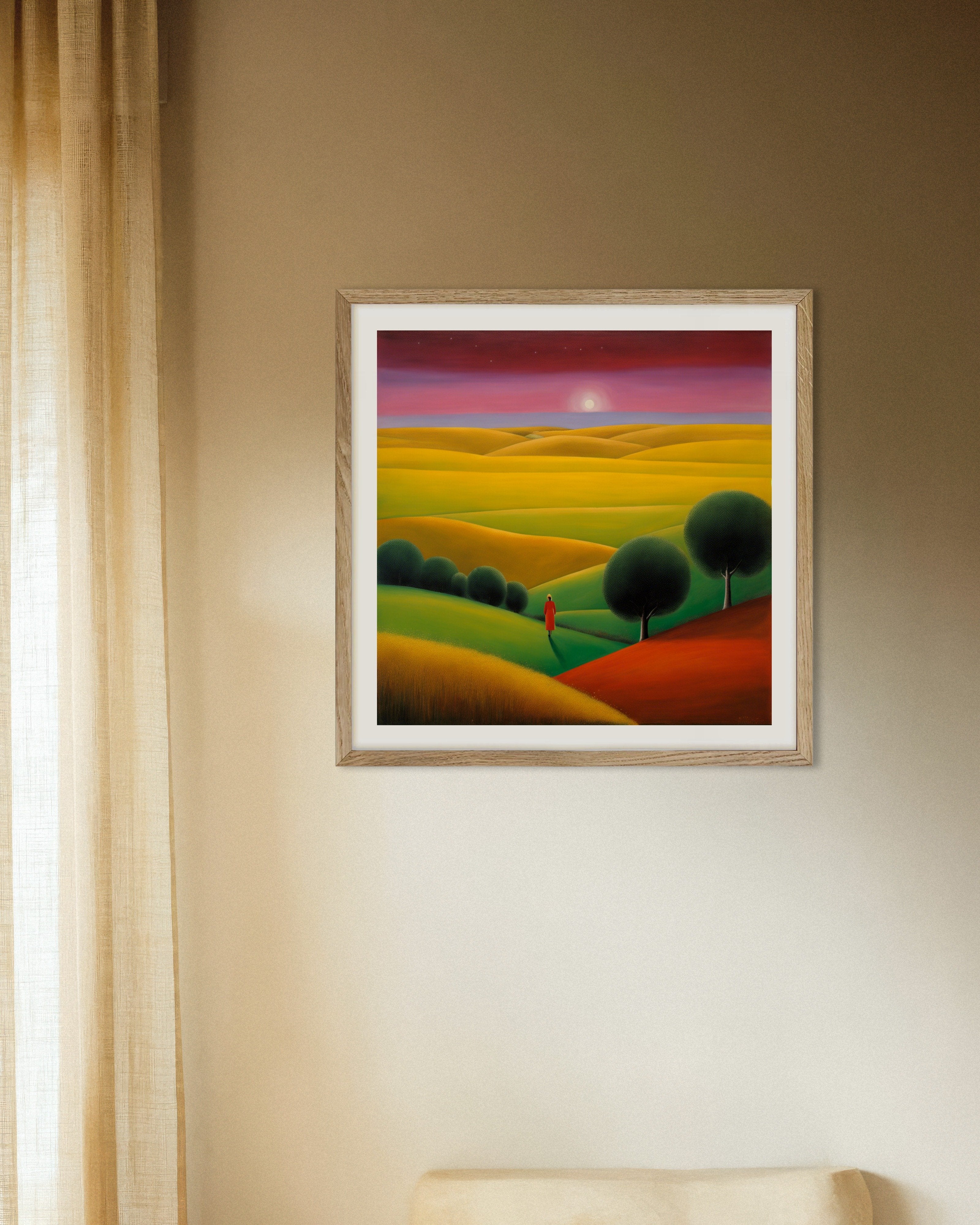 Poster of Abstract expressionism, walking on land - Poster, with natural wooden frame