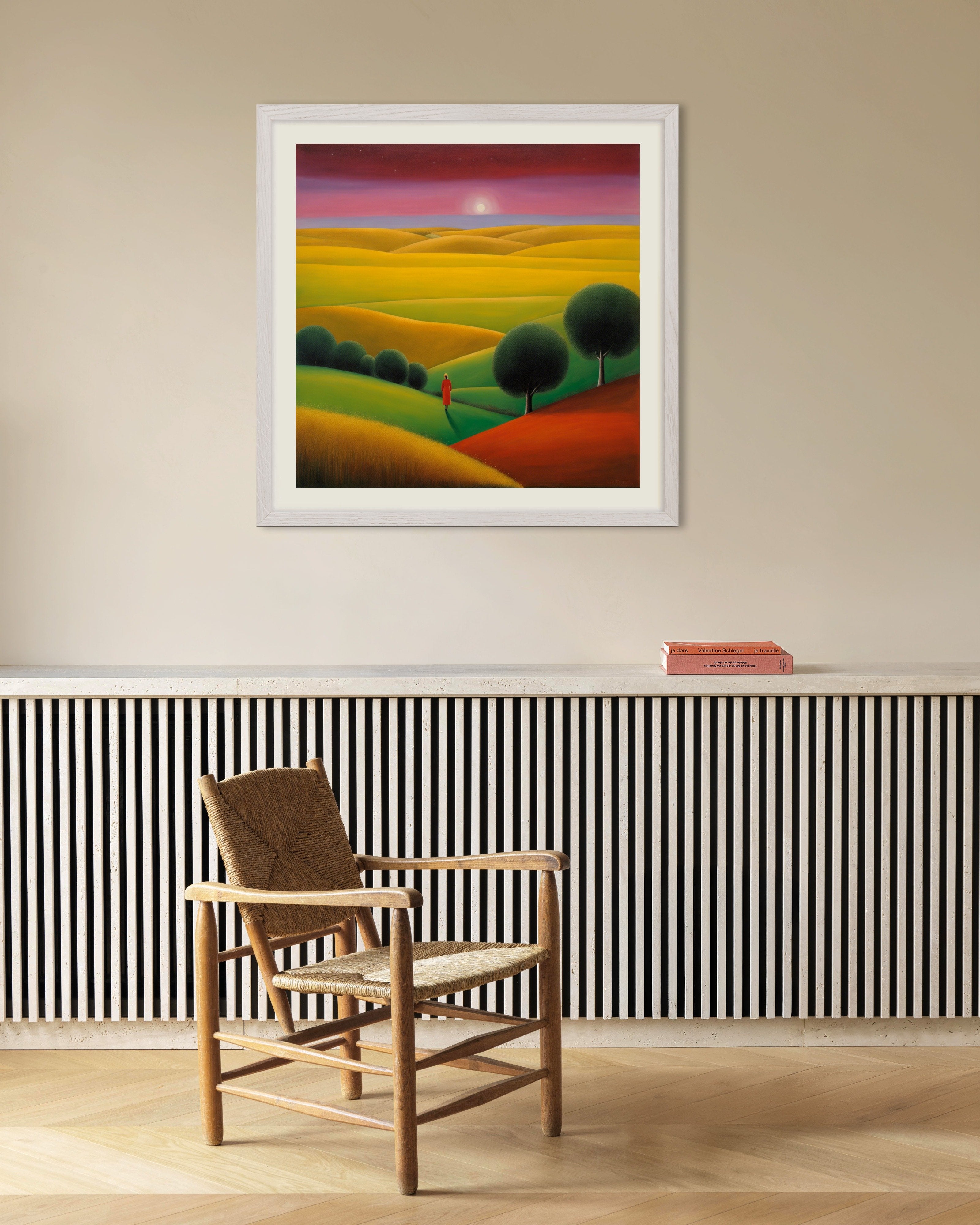 Poster of Abstract expressionism, walking on land - Poster, with white wooden frame