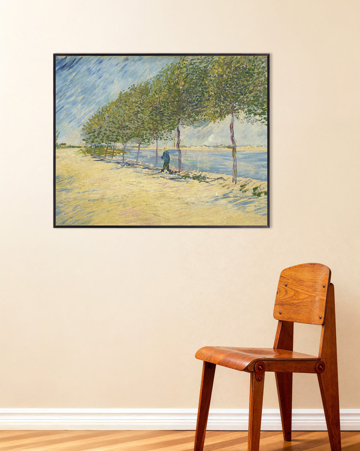 Poster van Langs de Seine (1887) van Vincent van Gogh, met metalen lijst