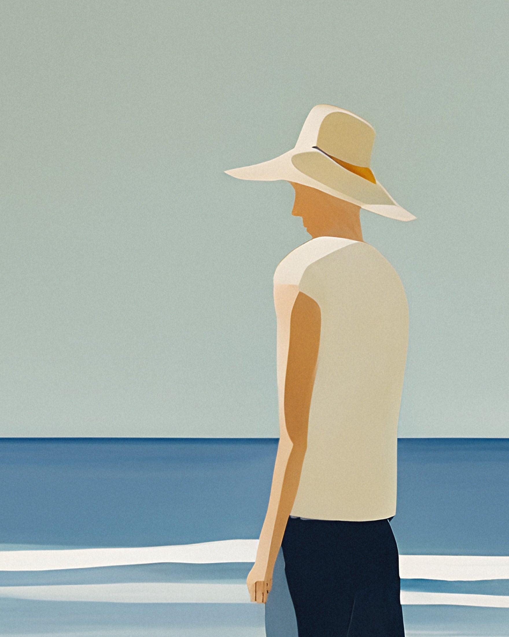 André op het strand, portret - Minimalistische kustposter