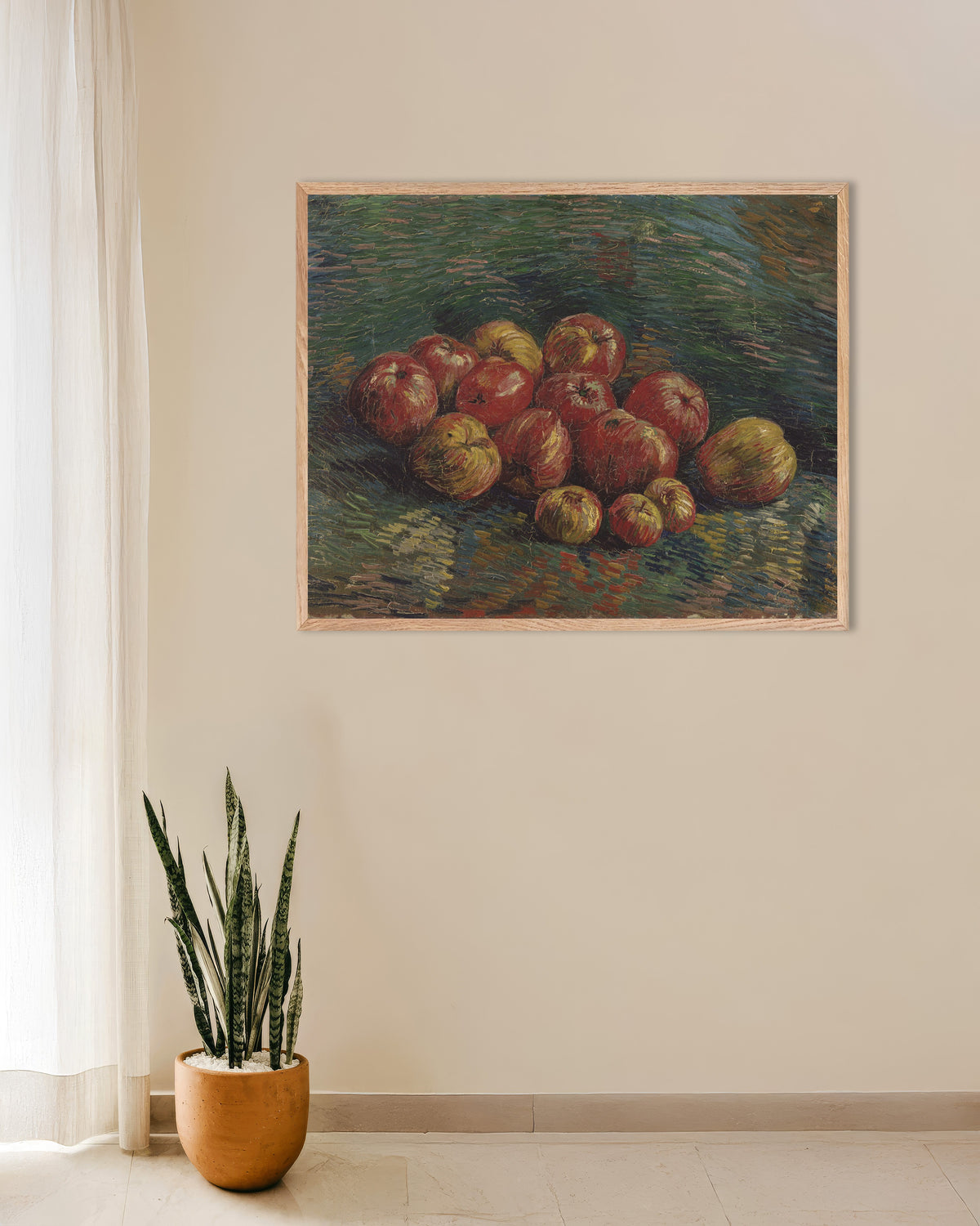 Poster van Appels (1887) van Vincent van Gogh, met naturel houten lijst