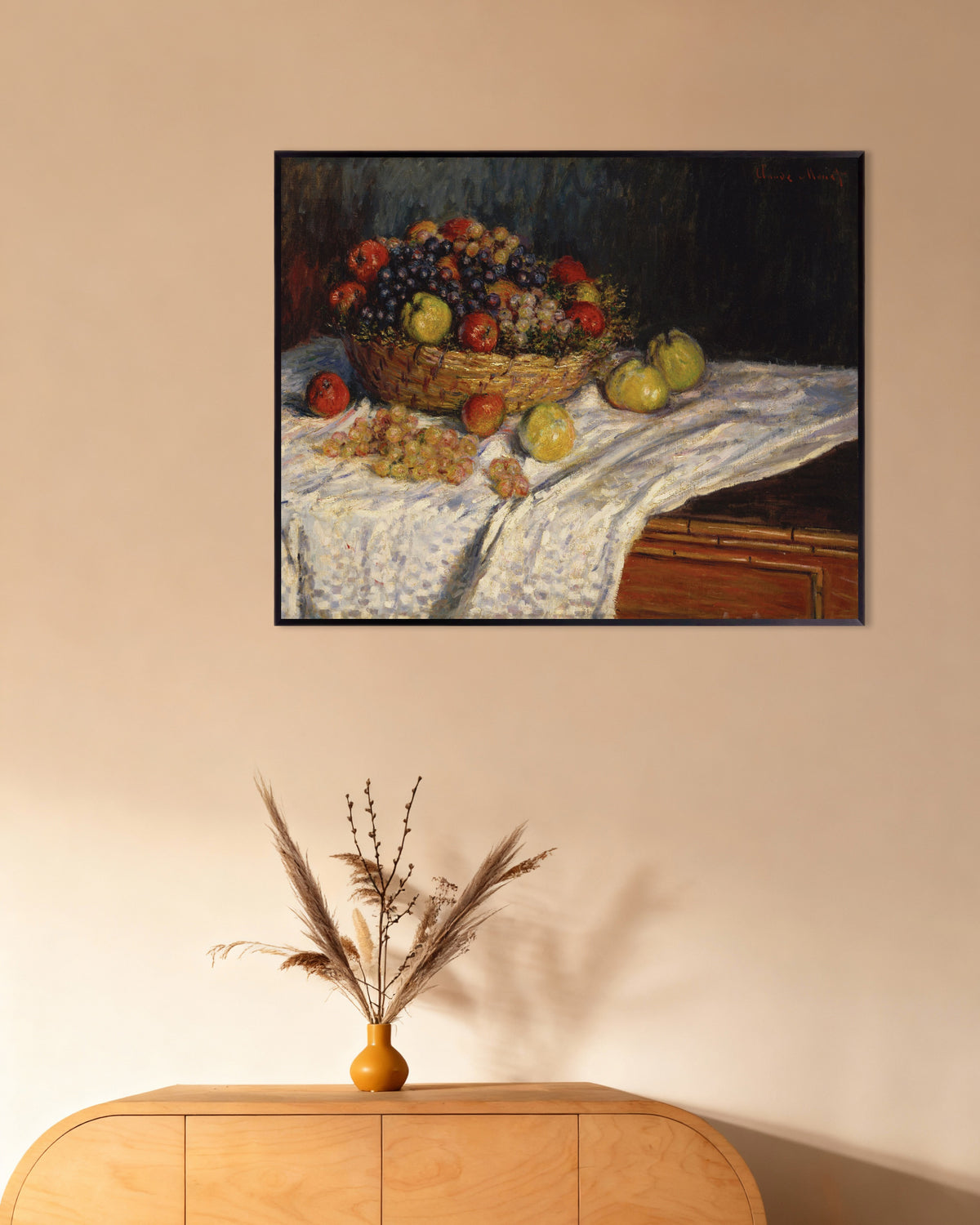 Poster Appels en druiven (1879–1880) van Claude Monet met metalen lijst