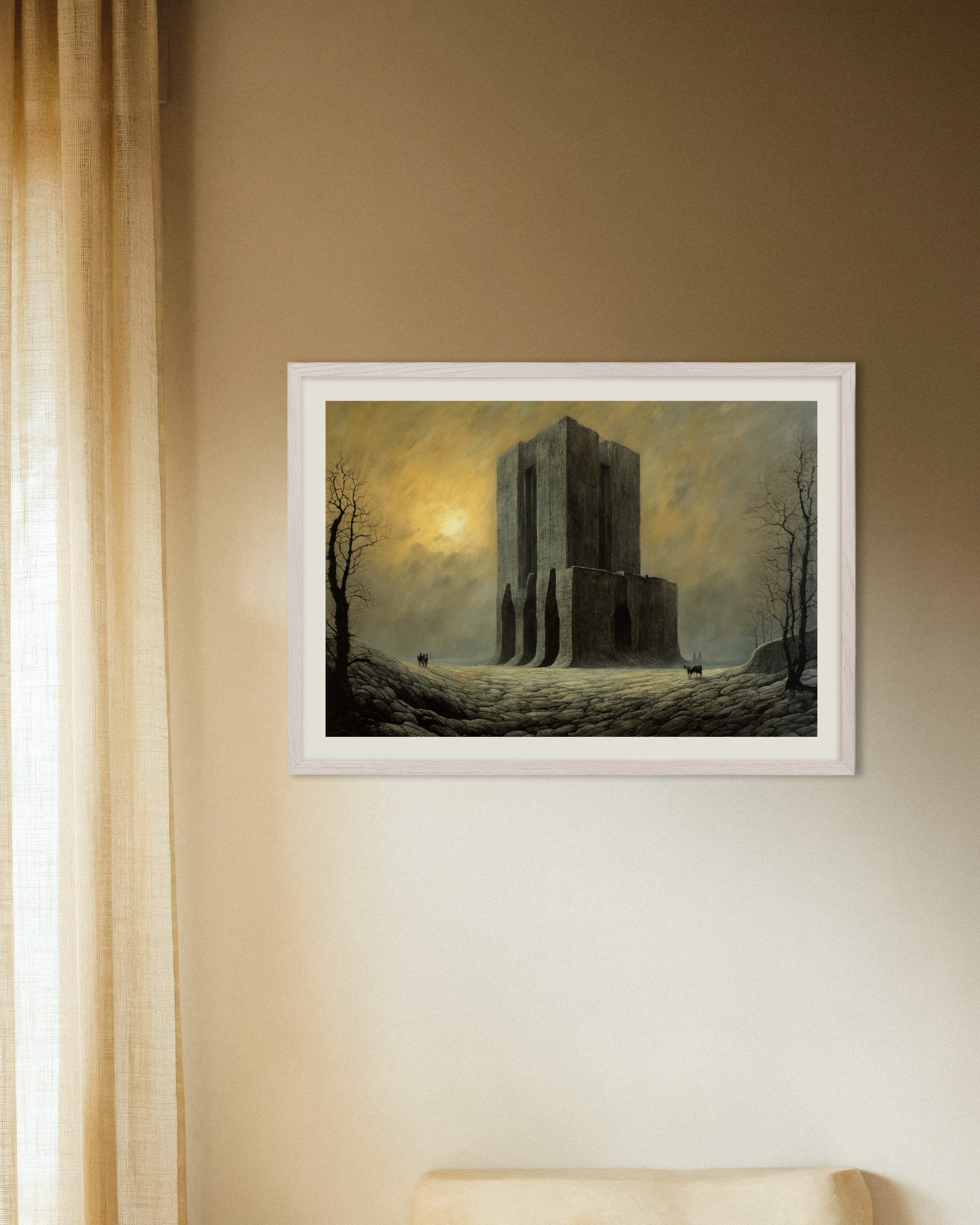 Poster of Atmospheric, dark and mystical, The prison - Poster, with white wooden frame