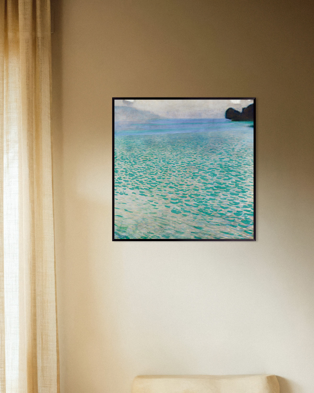 Affiche Attersee (1900) de Gustav Klimt, avec un cadre en métal