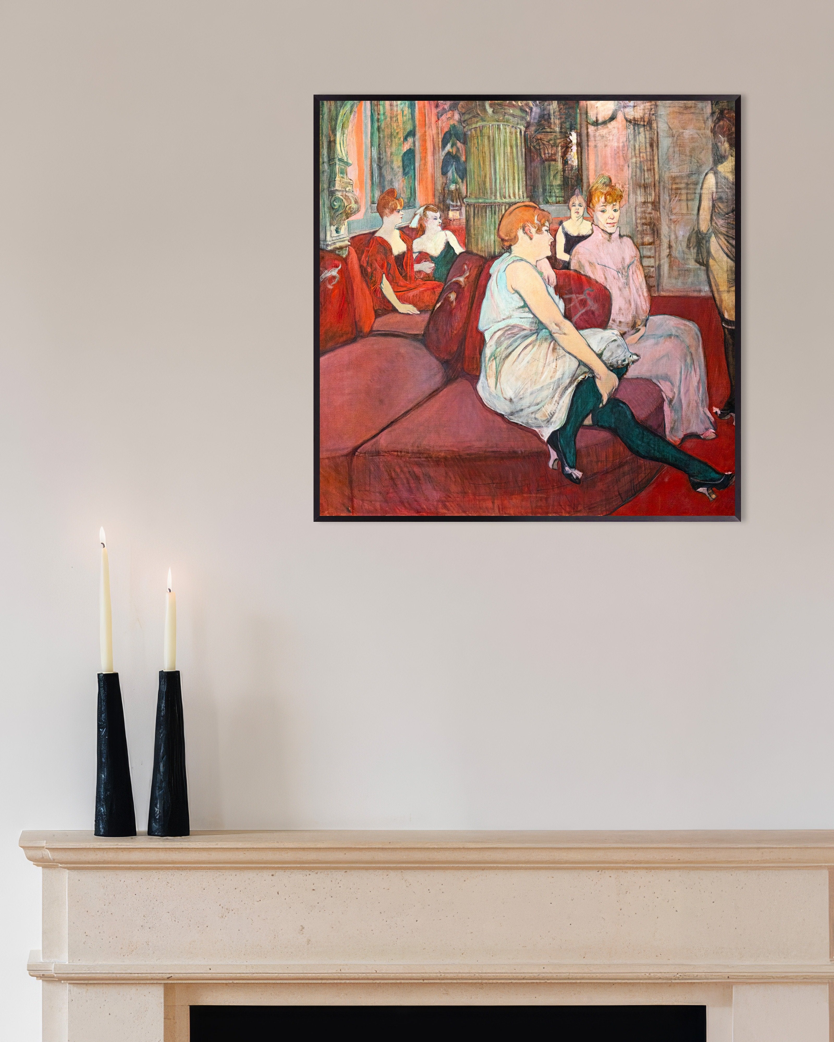 Poster of Au salon de la rue des Moulins (1894) by Henri de Toulouse-Lautrec Poster, with metal frame