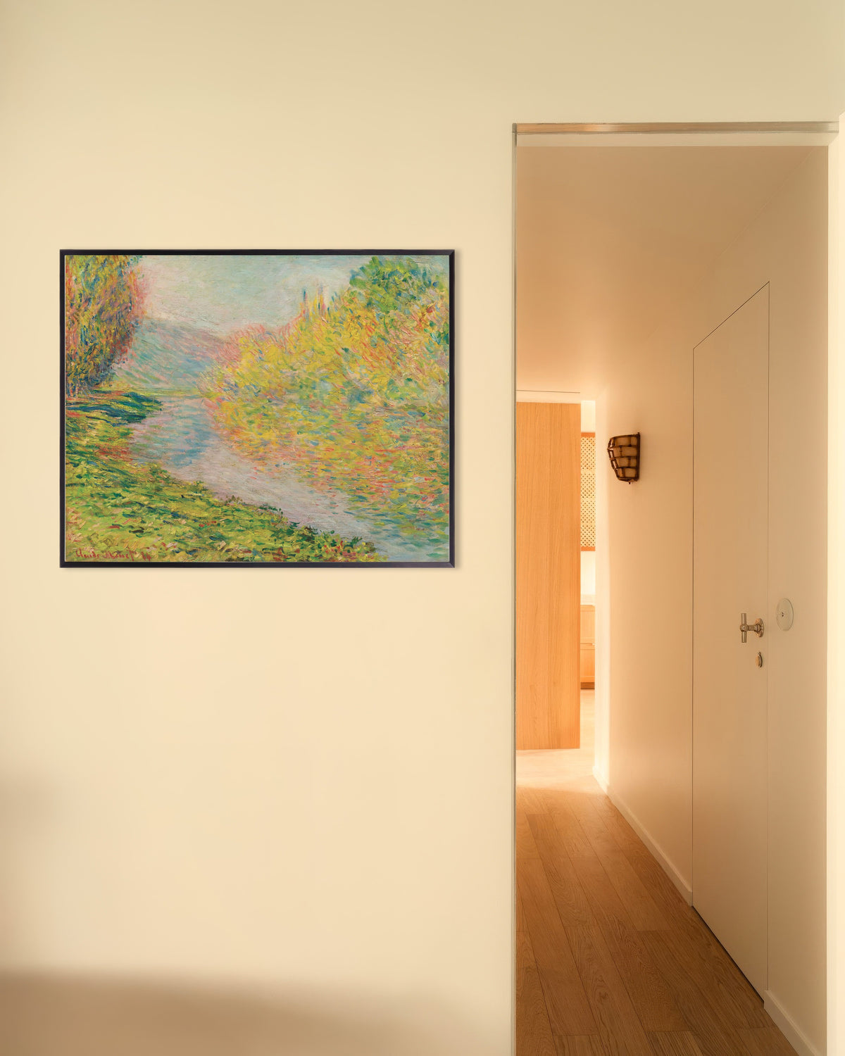 Poster Herfst in Jeufosse (1884) van Claude Monet met metalen lijst