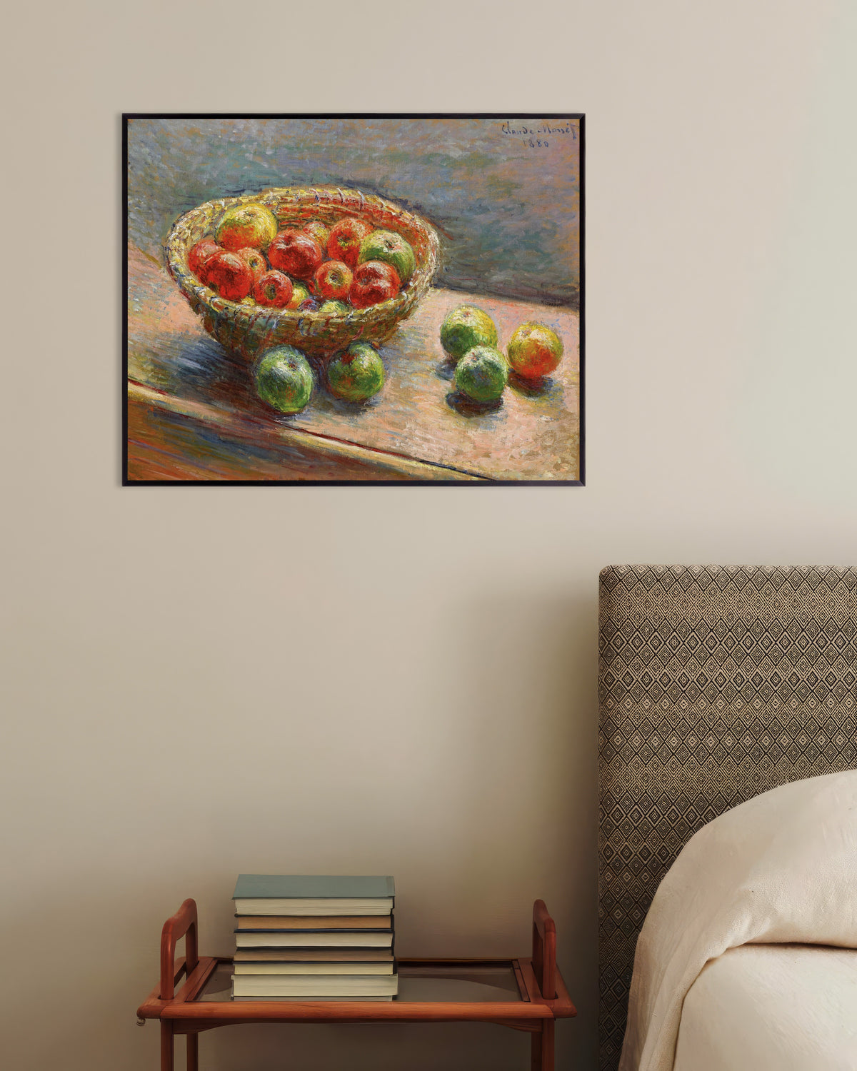 Poster De mand met appels (1880) van Claude Monet met metalen lijst