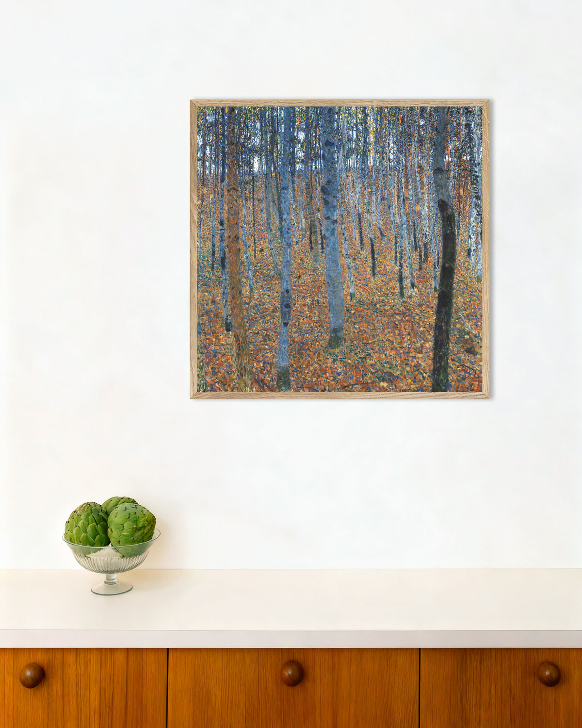 Affiche Forêt de hêtres I (1902) de Gustav Klimt, avec un cadre en bois naturel
