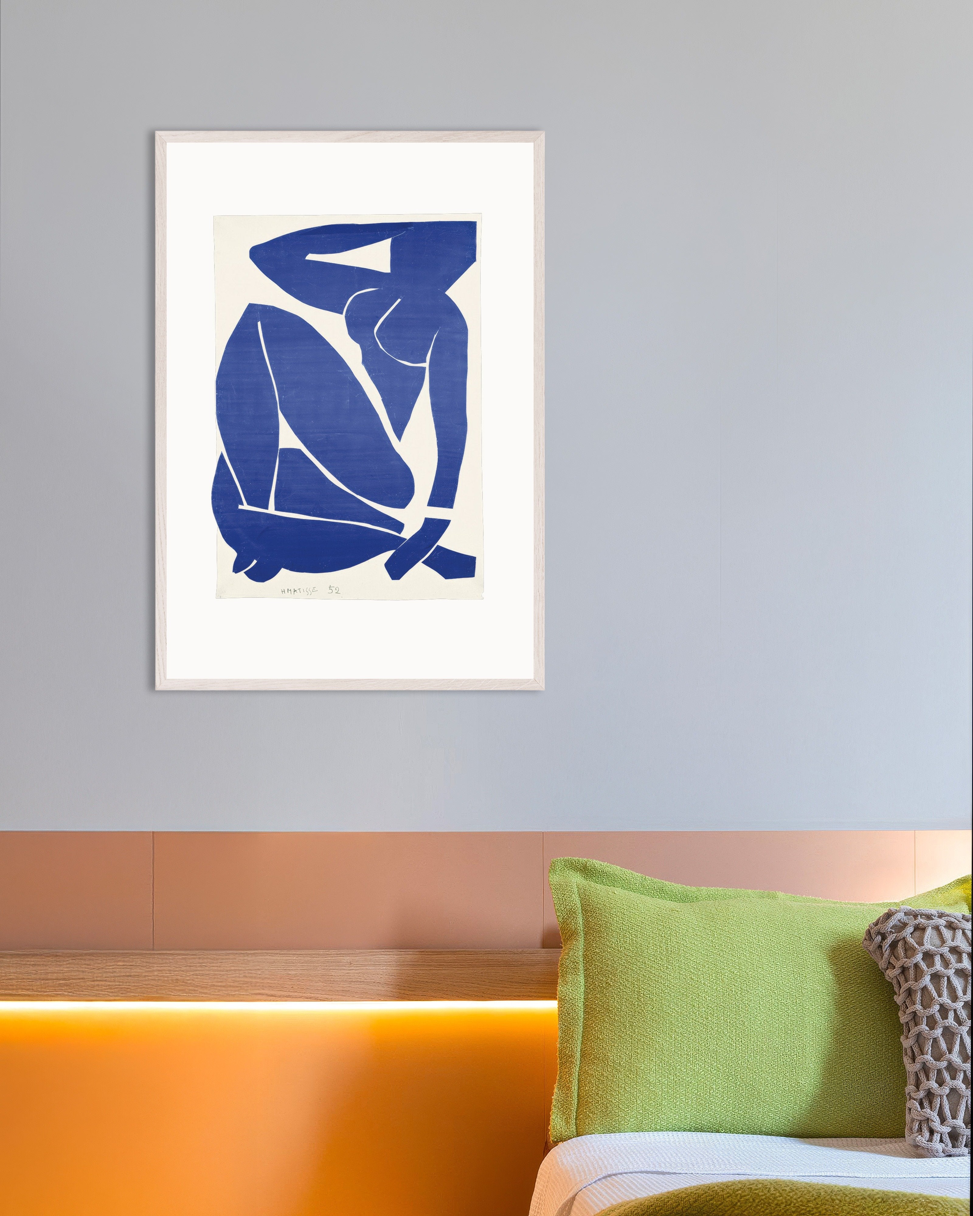 Poster of Blue Nude III (1952) by Henri Matisse - Poster, with white wooden frame