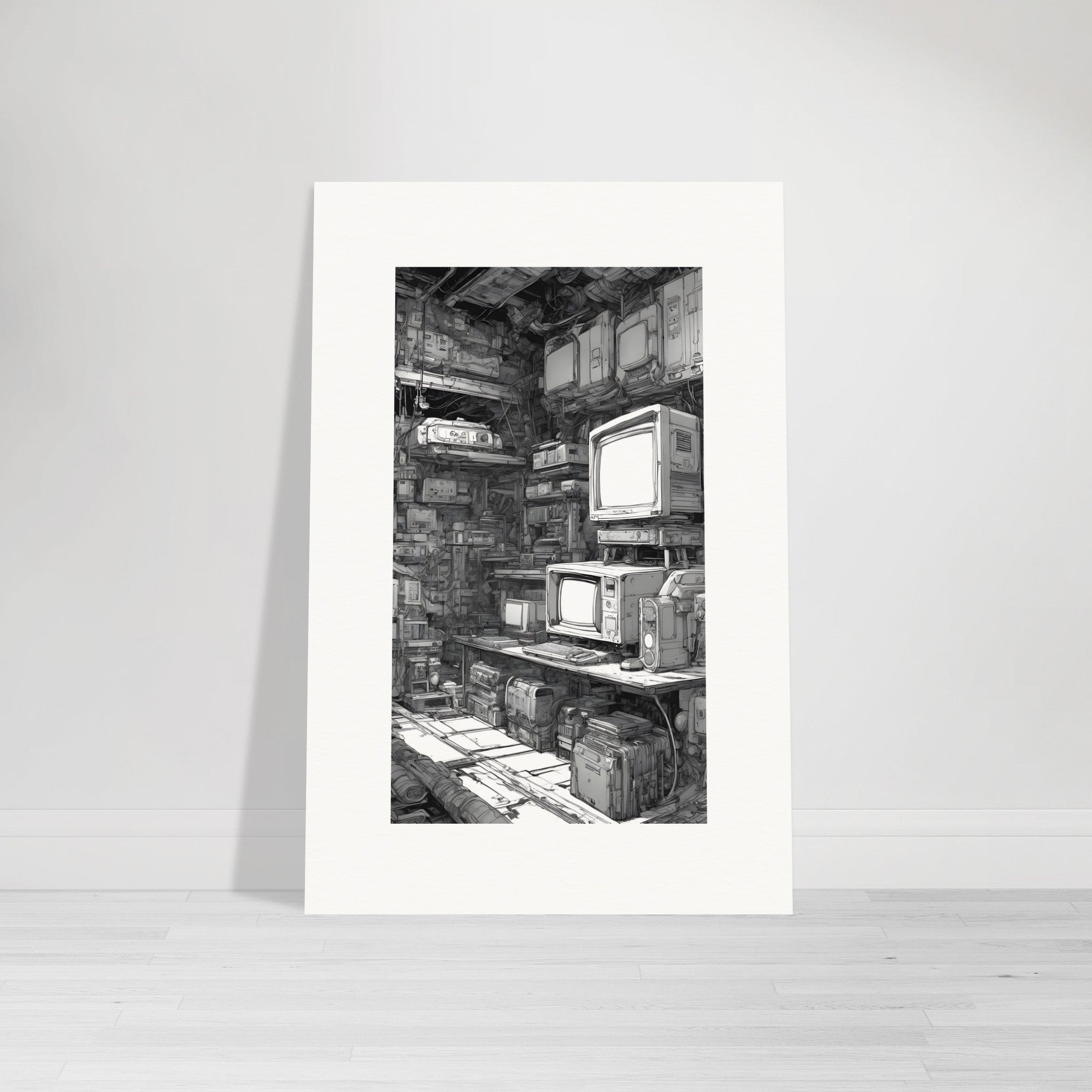 Contemporary black cyberpunk manga, Video game console - Affiche