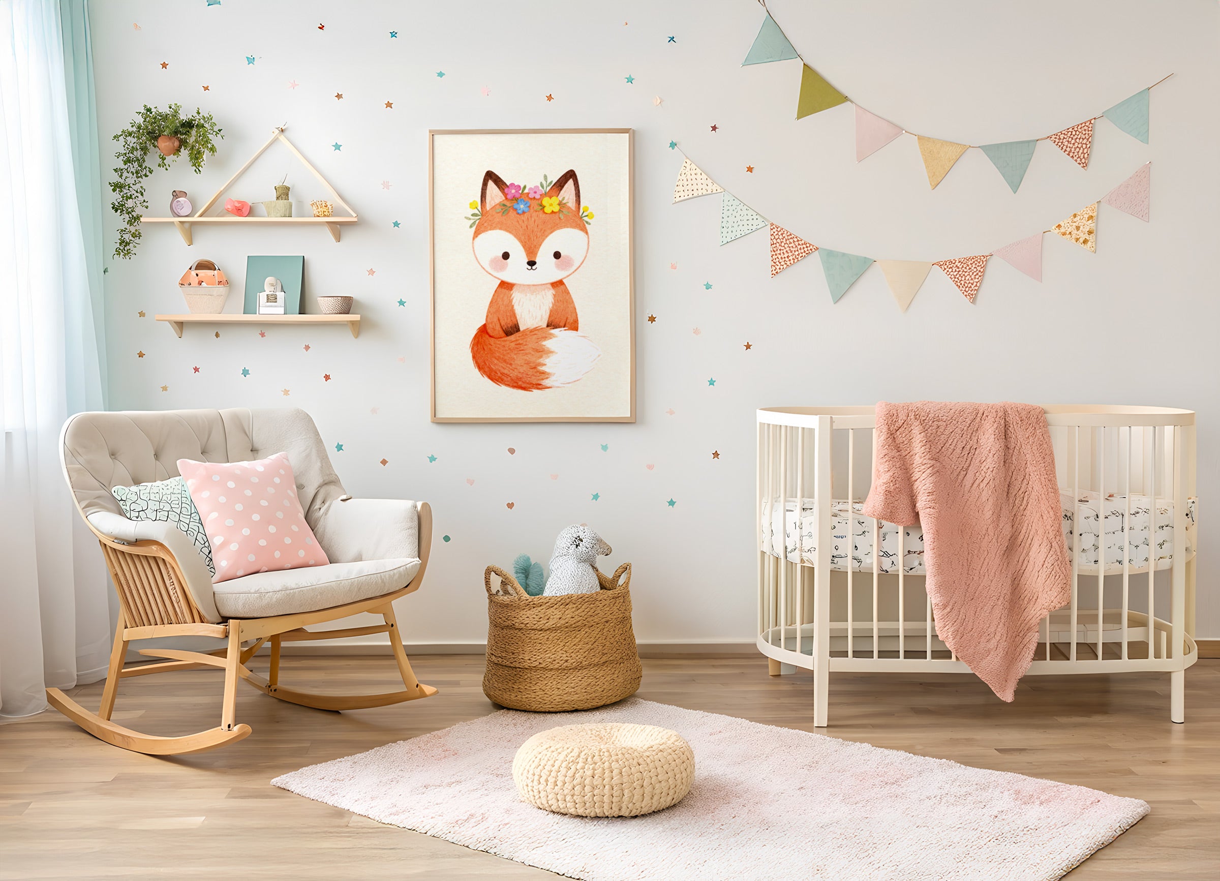 Vos Poster - Bosrijke Kinderkamer Muurdecoratie