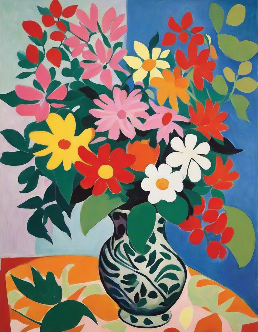 Expressieve en abstracte vormen, decoratieve gevoeligheid, Bloemen - Poster