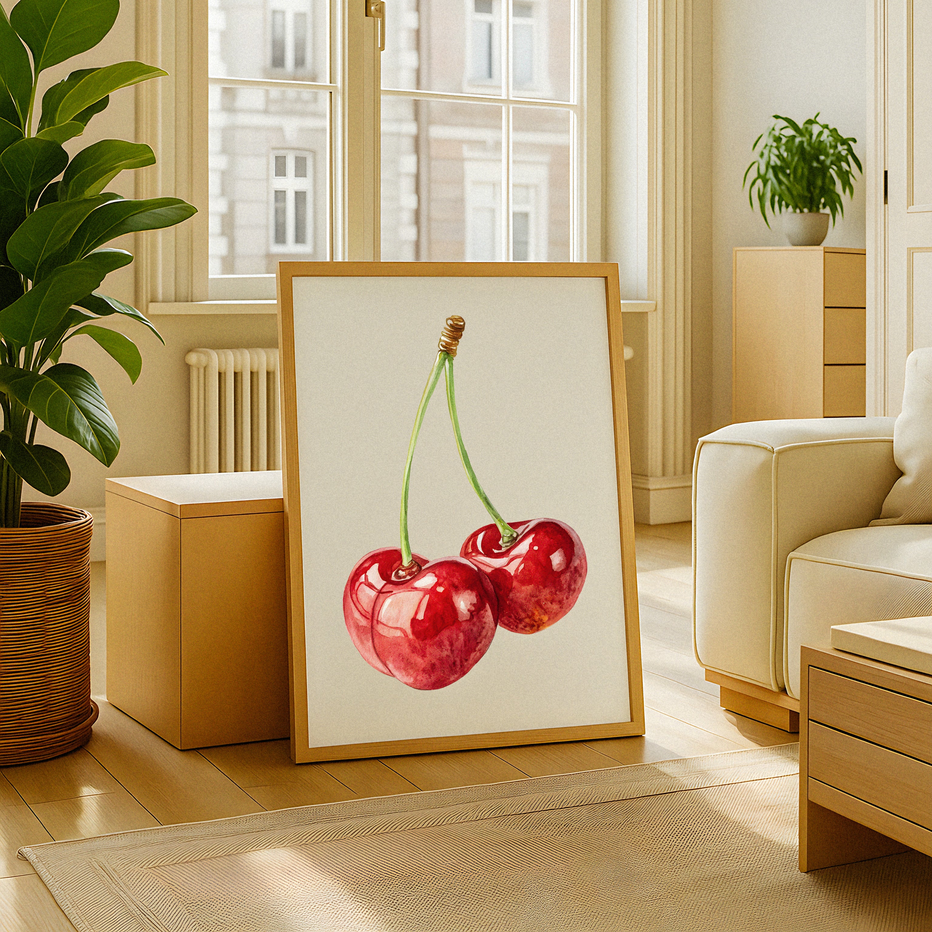 Affiche Cerise Aquarelle – Poster Décoratif Fruit