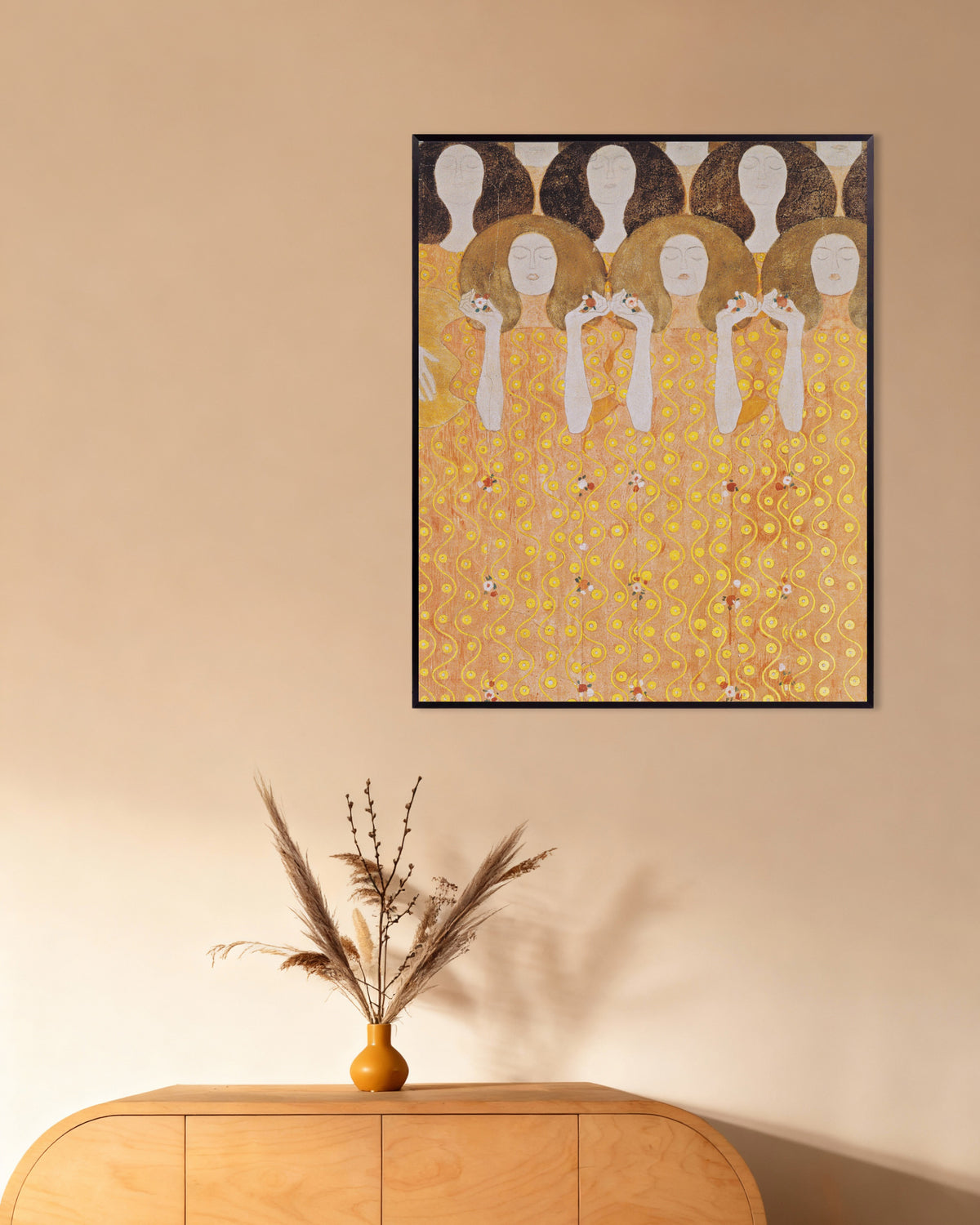 Affiche Chœur des anges du paradis, Frise Beethoven (1902) de Gustav Klimt, avec un cadre en métal