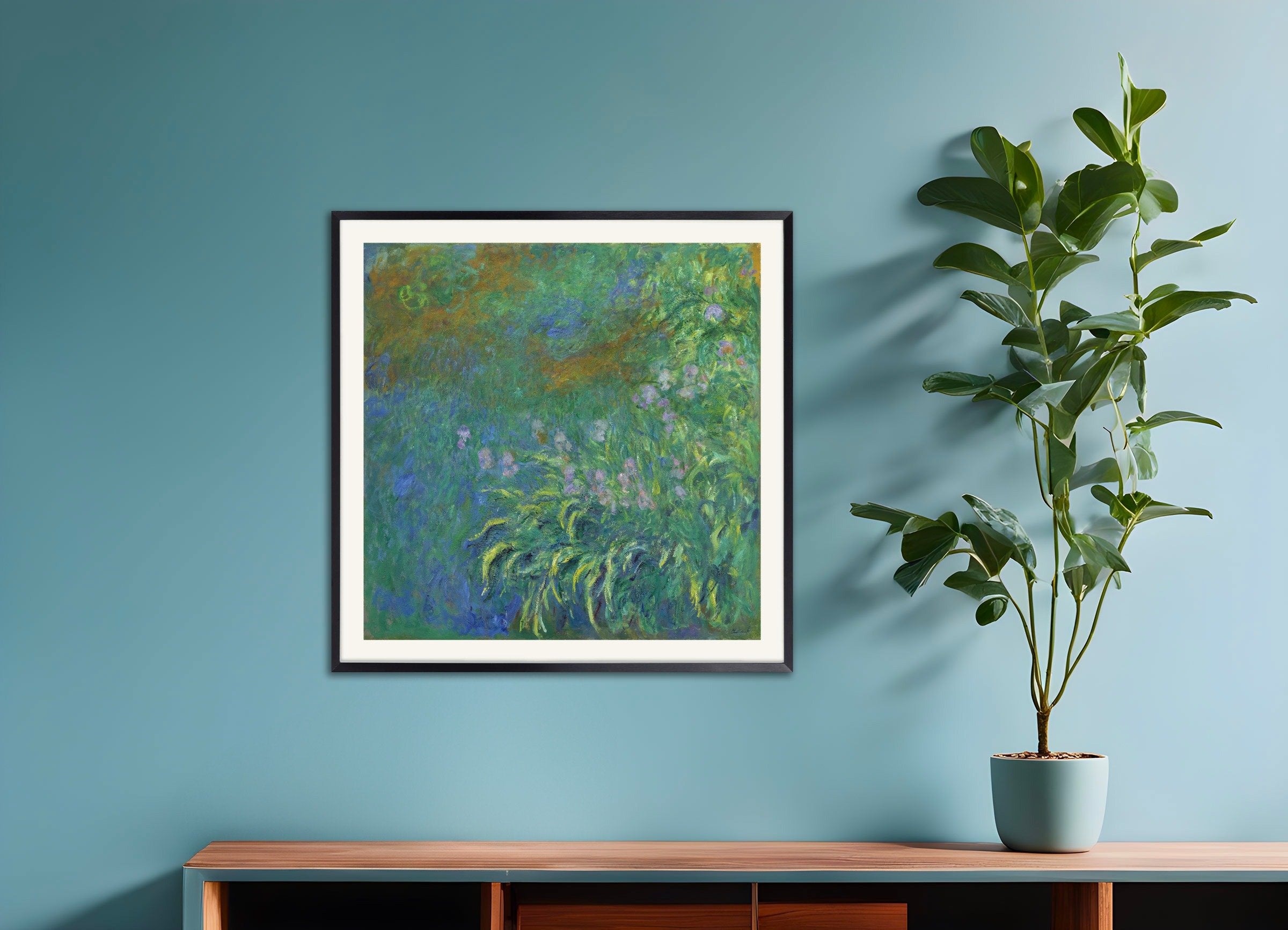 Poster of Claude Monet Iris, with metal frame