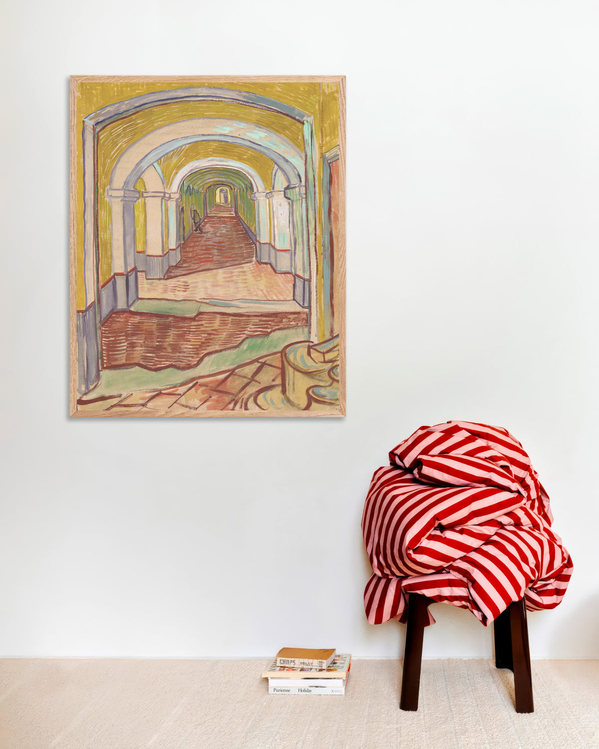 Poster de Corridor de l’asile (1889) de Vincent van Gogh, avec cadre en bois naturel