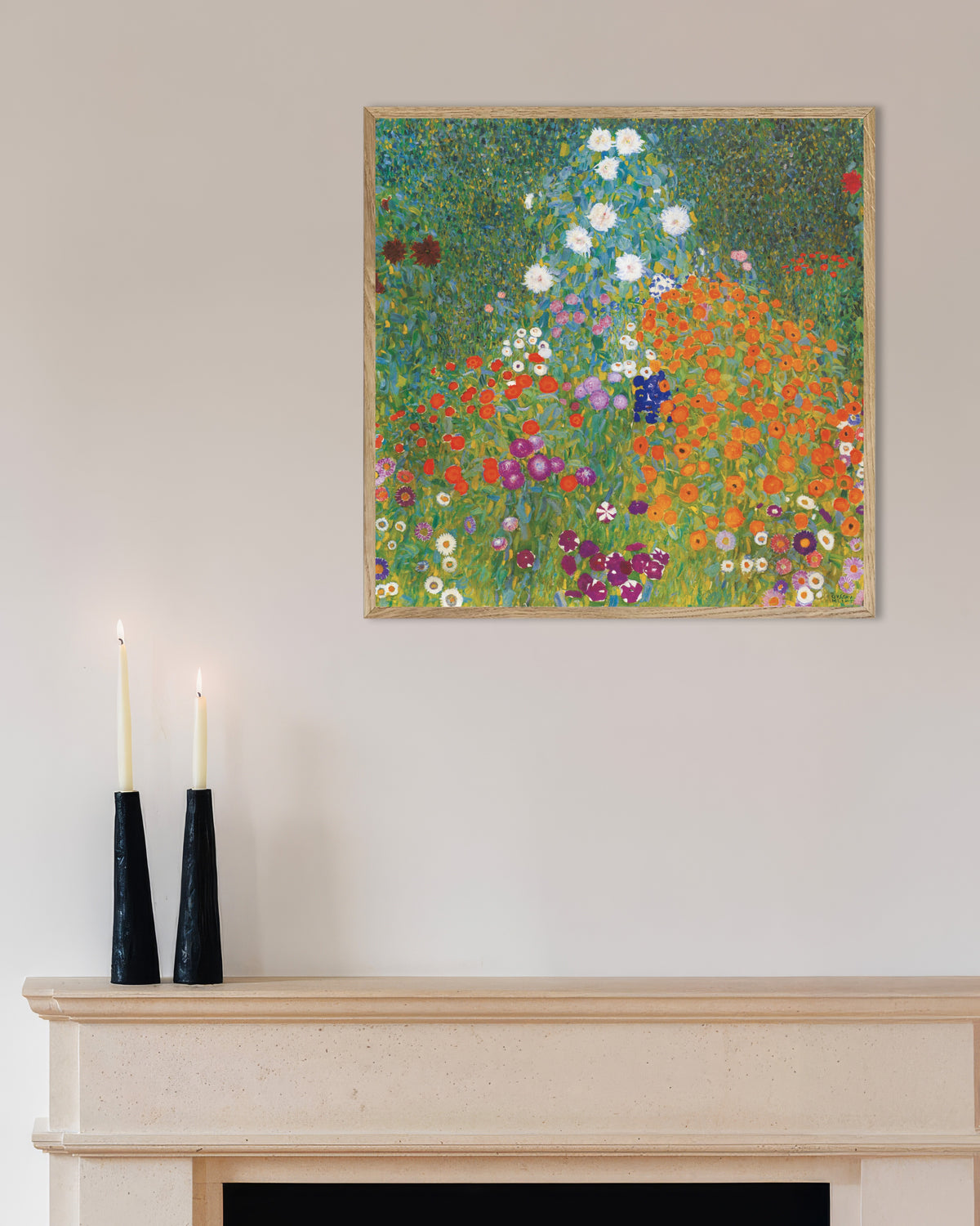 Affiche Jardin paysan (1905–1907) de Gustav Klimt, avec un cadre en bois naturel