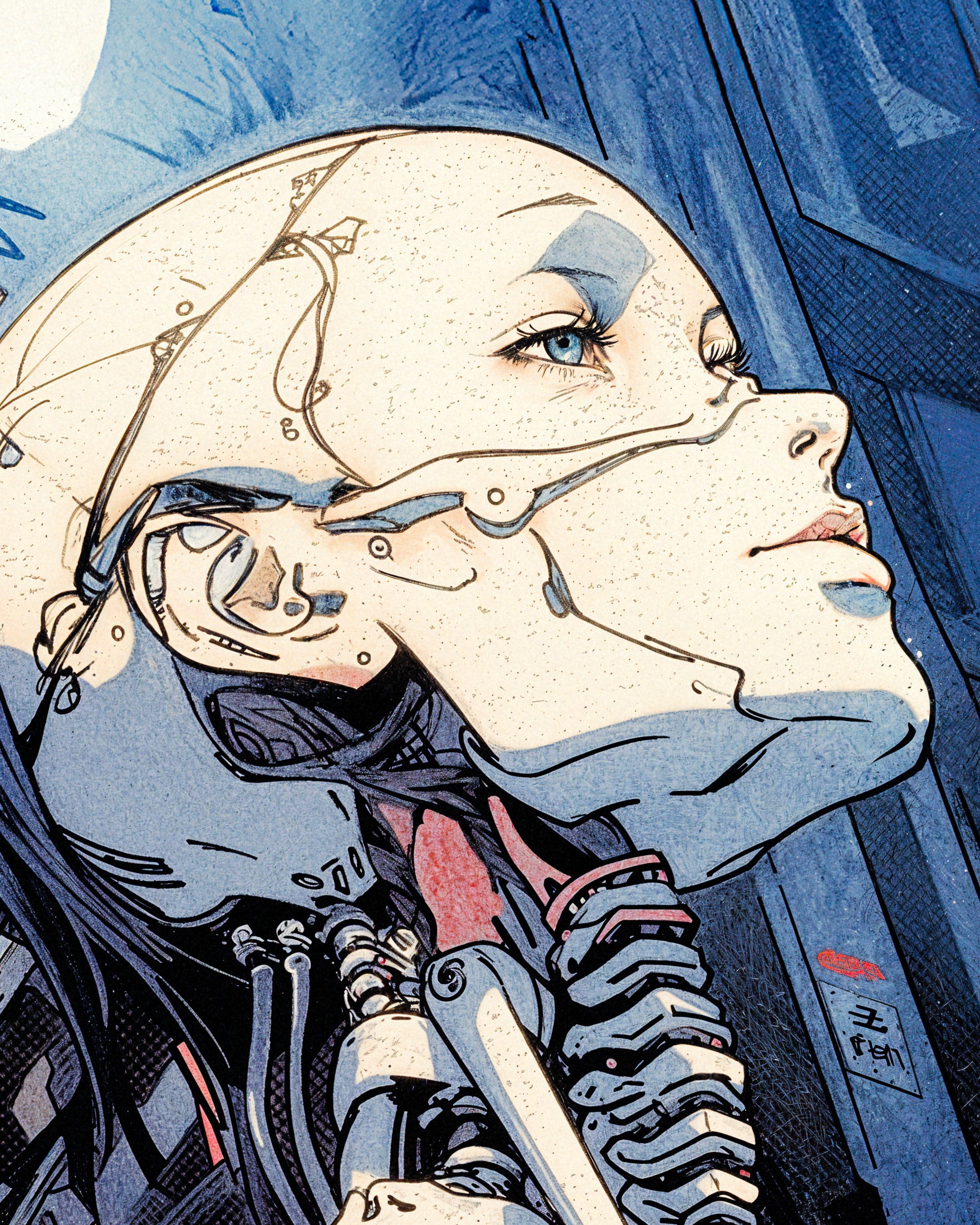 Manga cyberpunk, robot féminin - Affiche