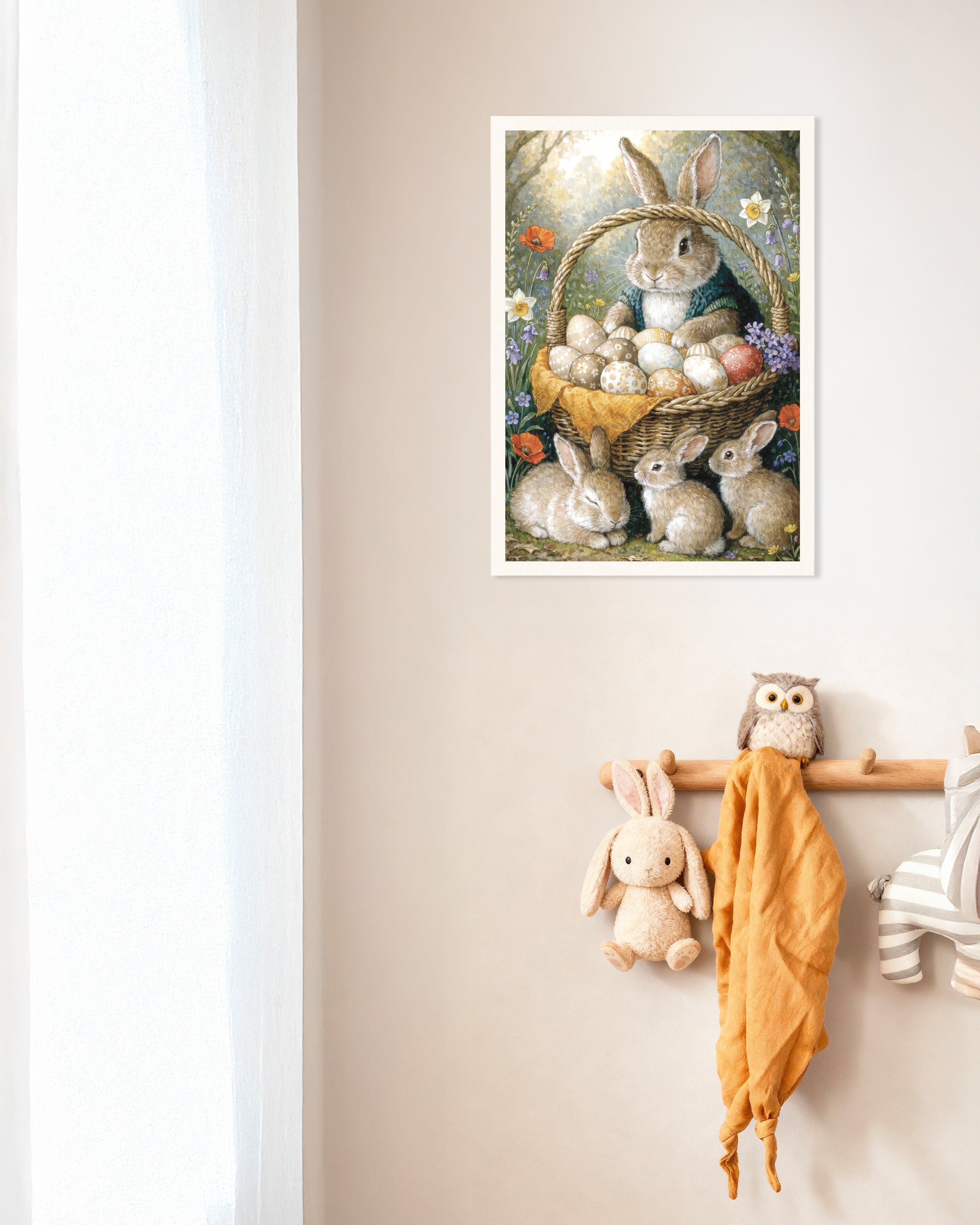 Poster of Easter Bunny Basket with Painted Eggs Poster