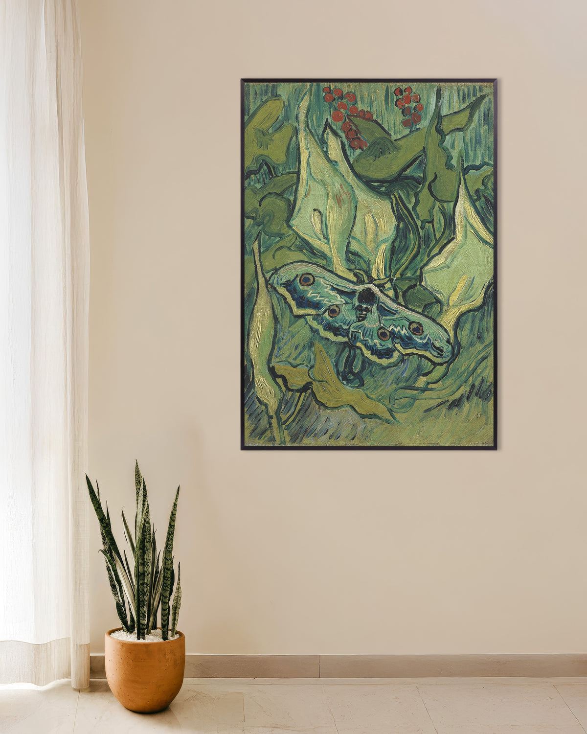 Poster van Keizersvlinder (1889) van Vincent van Gogh, met metalen lijst