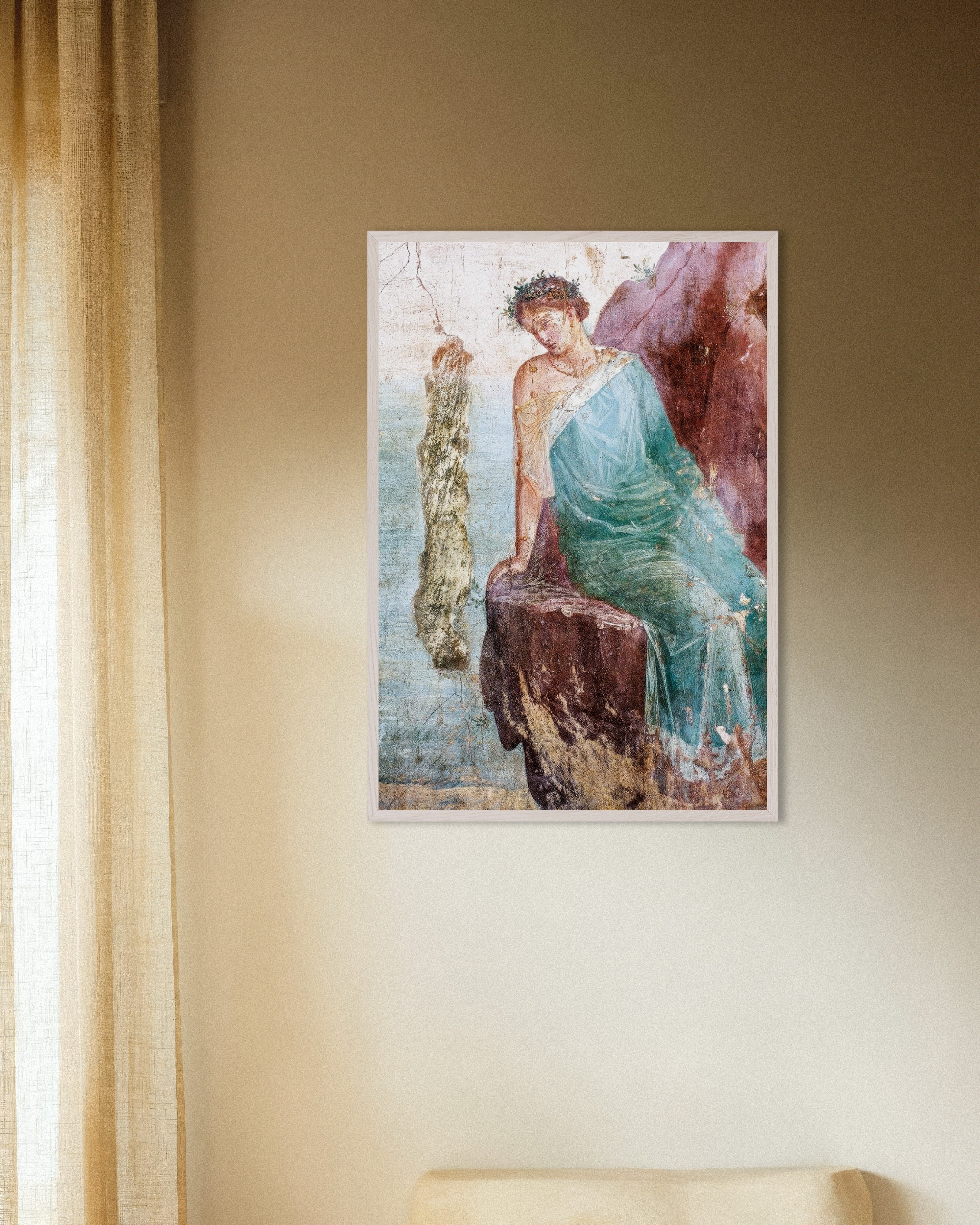 Poster of Fall of Icarus fresco detail poster, with white wooden frame