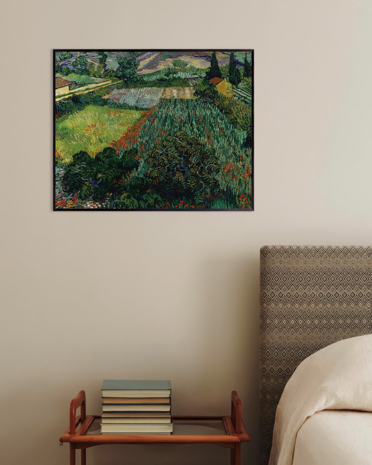 Poster van Veld met klaprozen (1889) van Vincent van Gogh, met metalen lijst