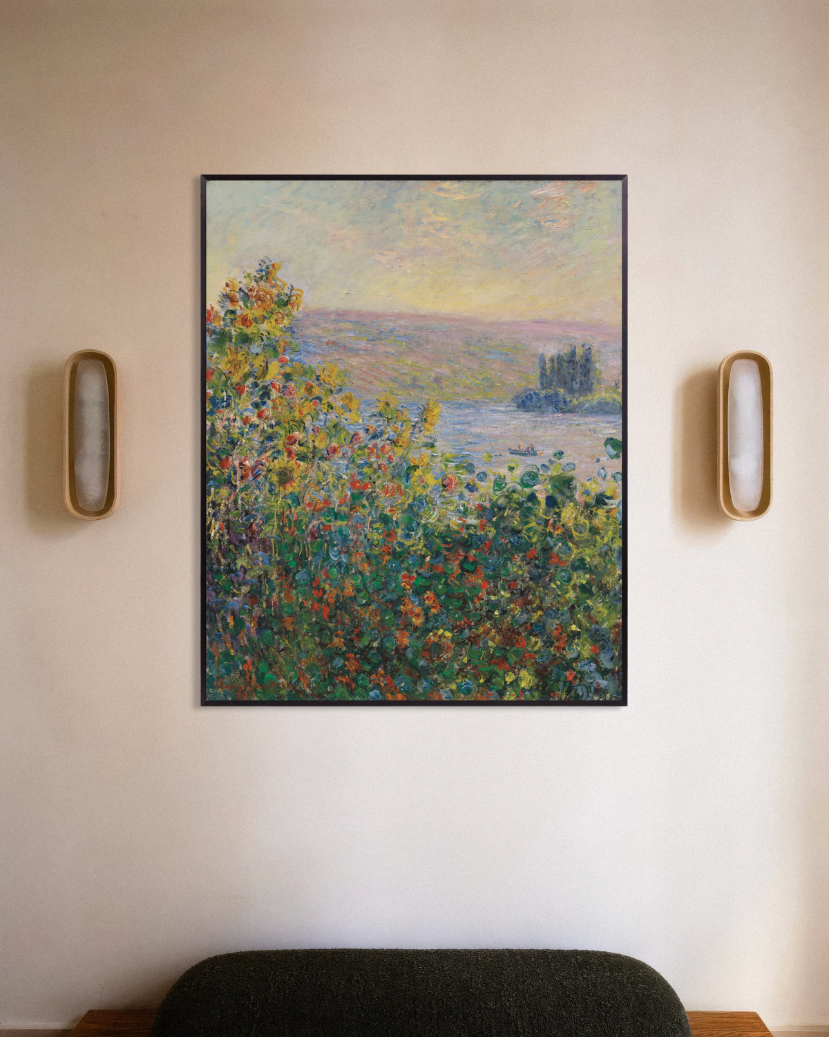 Poster Bloemperken in Vétheuil (1881) van Claude Monet met metalen lijst