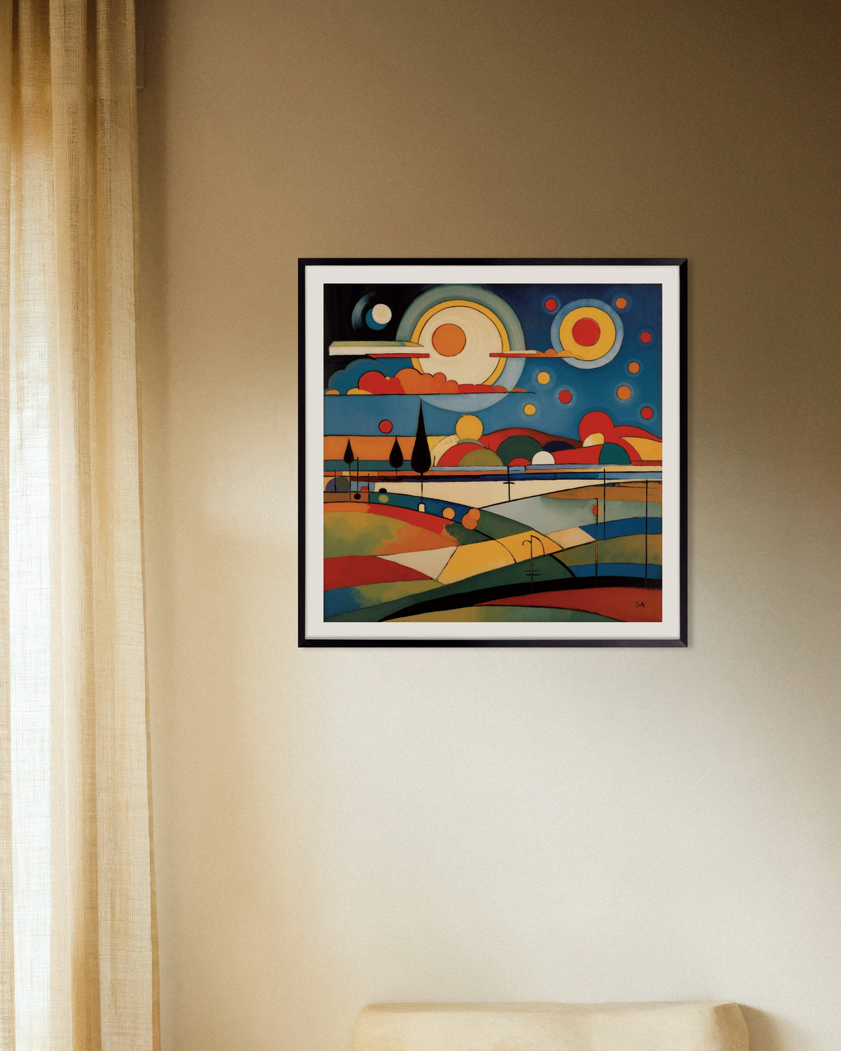 Poster of Geometric abstract art, Sun - Poster, with metal frame