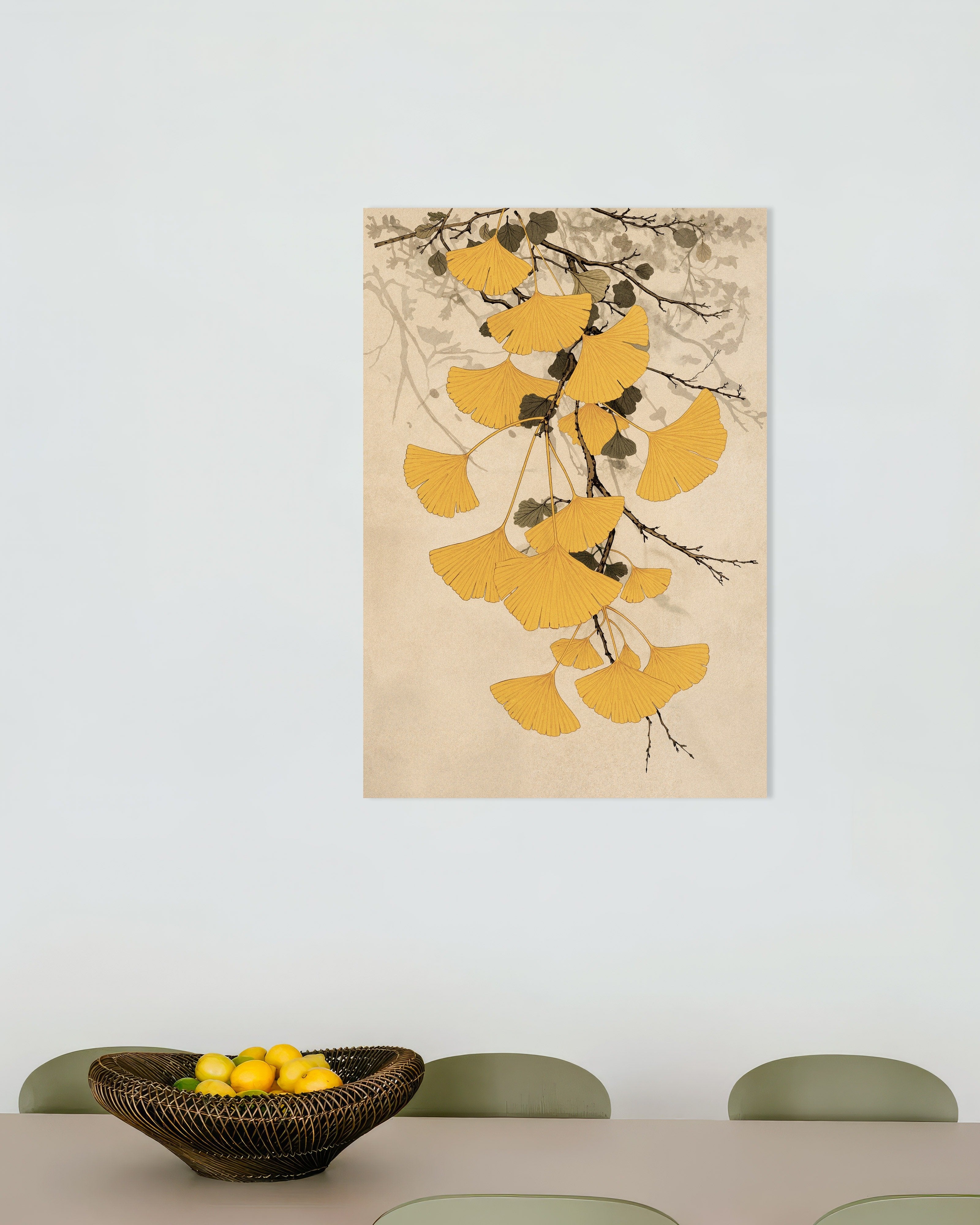 Poster of Ginkgo Biloba Branch Japanese Botanical Poster