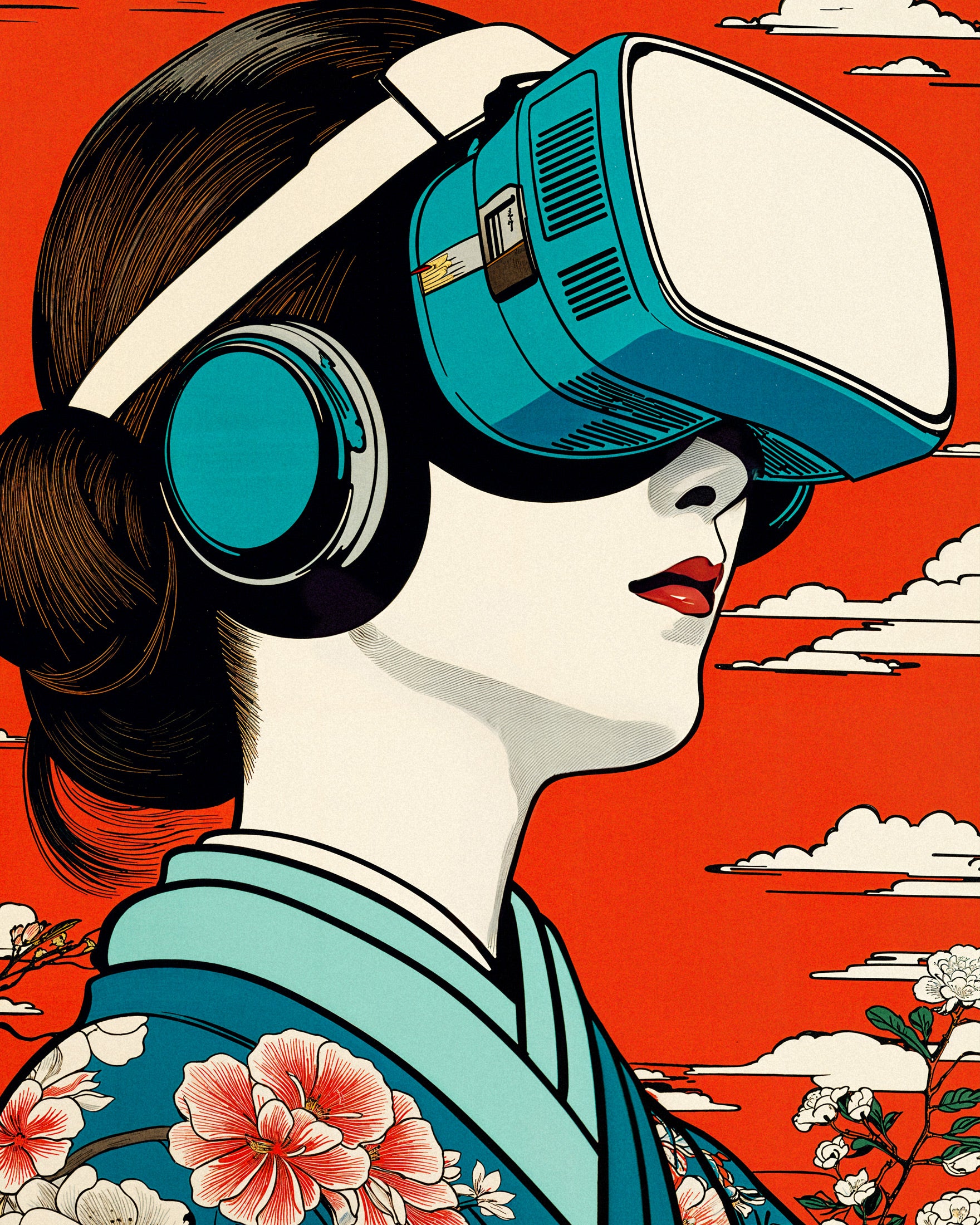 "Geisha VR" Poster - Hiroshige Tribut x Moderne Technologie