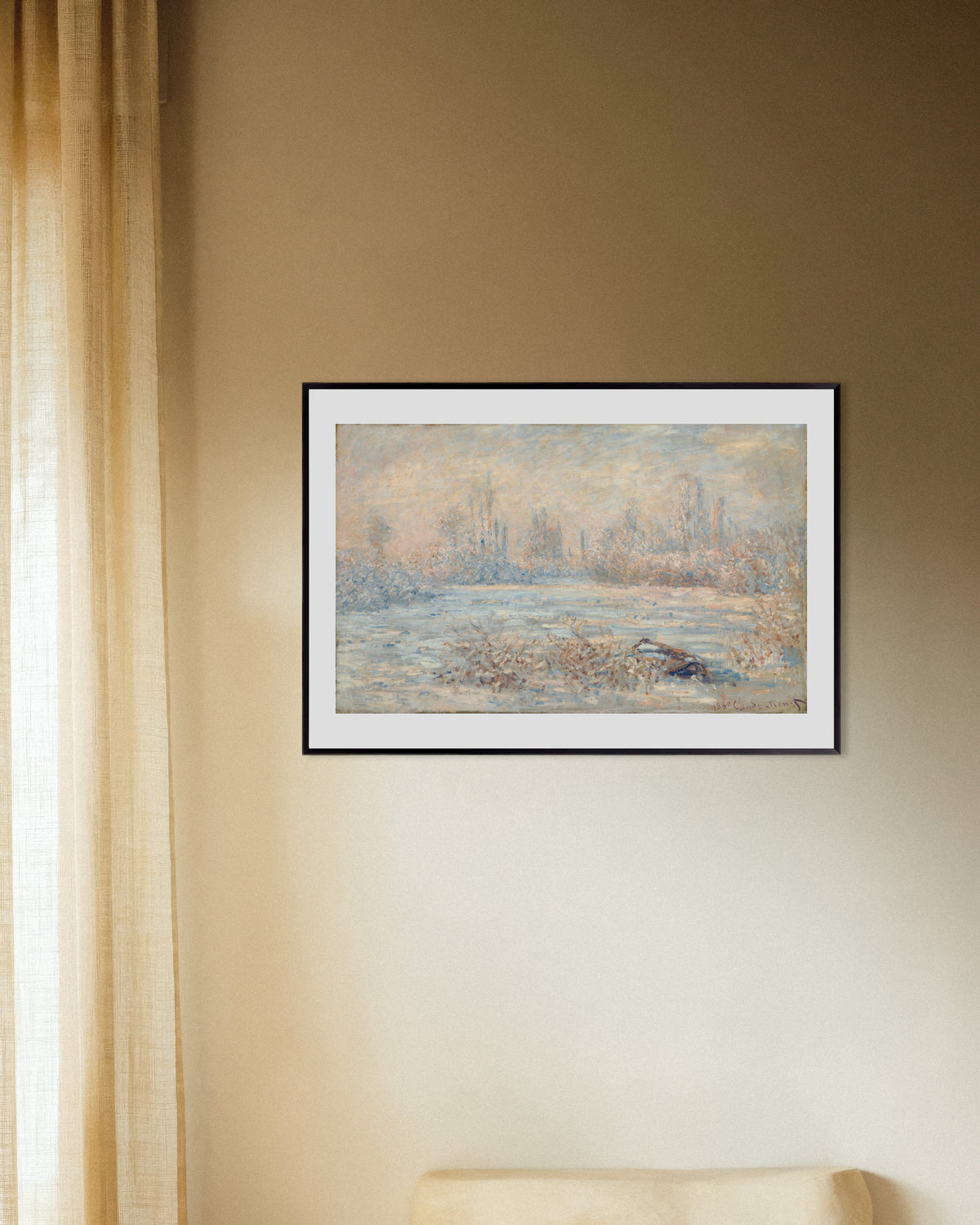 Poster Rijp (1880) van Claude Monet met metalen lijst