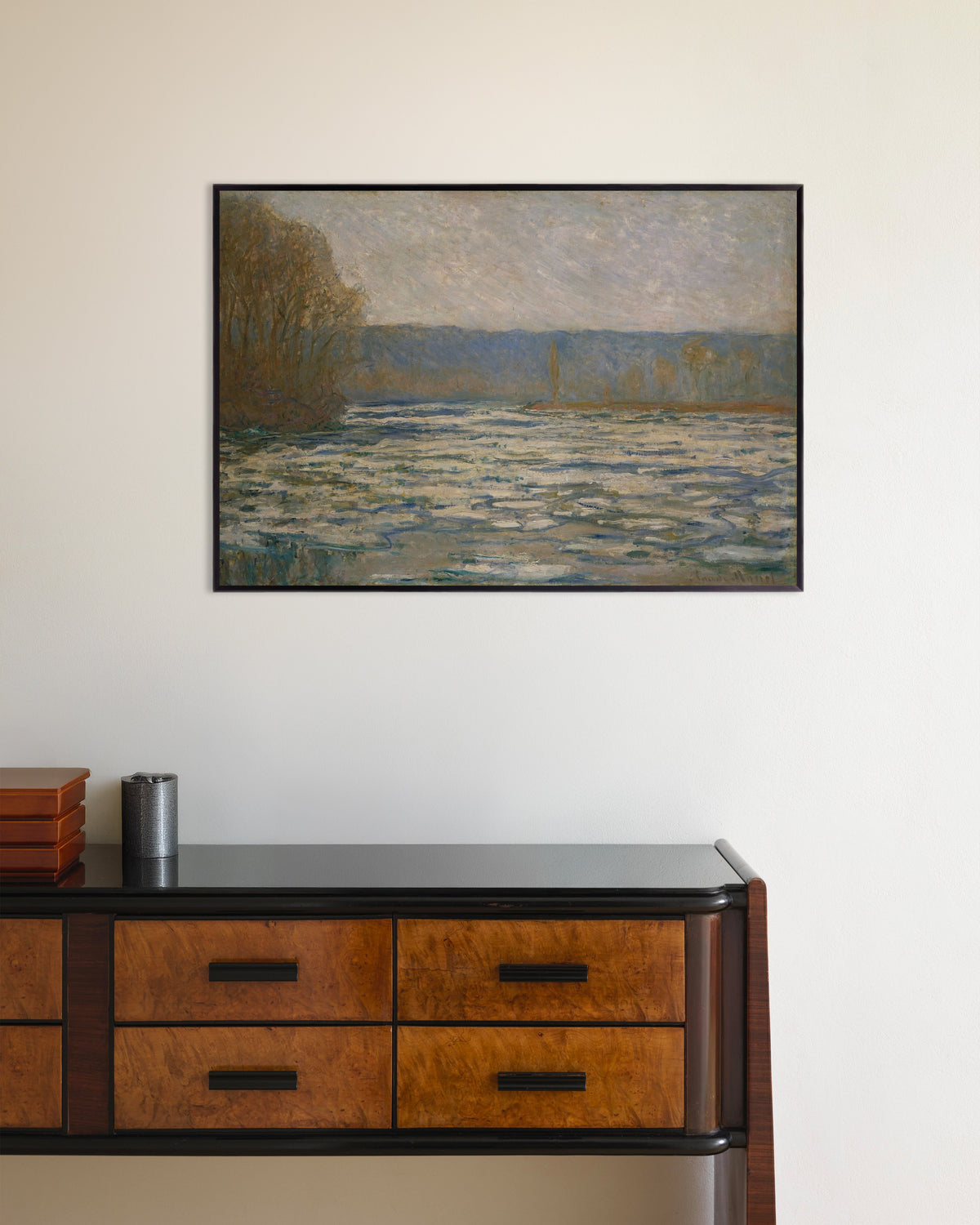 Affiche Débâcle sur la Seine près de Bennecourt (1893) de Claude Monet, avec un cadre en métal
