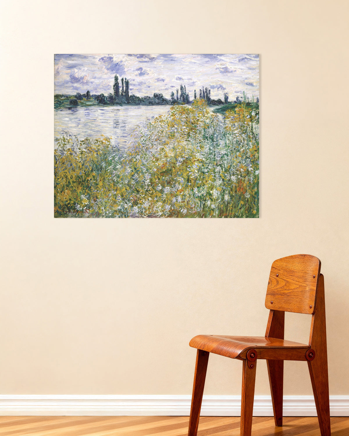 Poster Het Bloemeneiland bij Vétheuil (1880) van Claude Monet