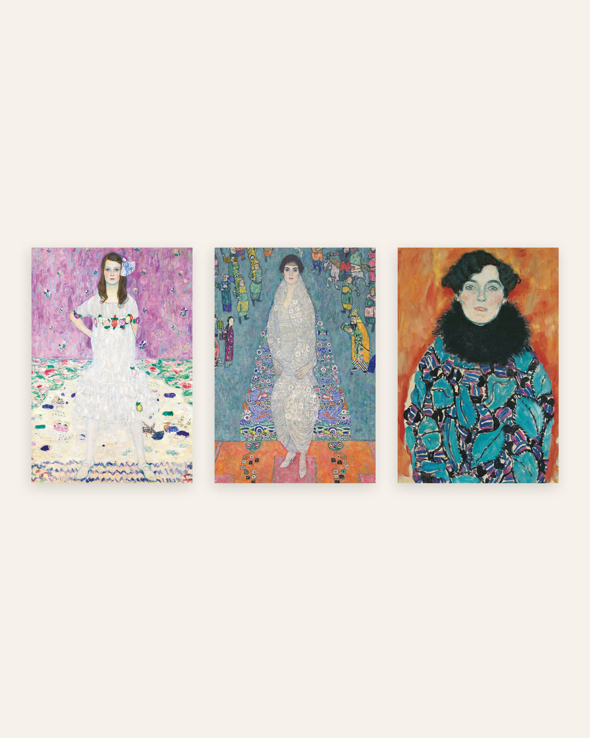 Klimt posters, set van 3 portretten: Mäda Primavesi, Elisabeth Lederer en Johanna Staude, zonder lijst