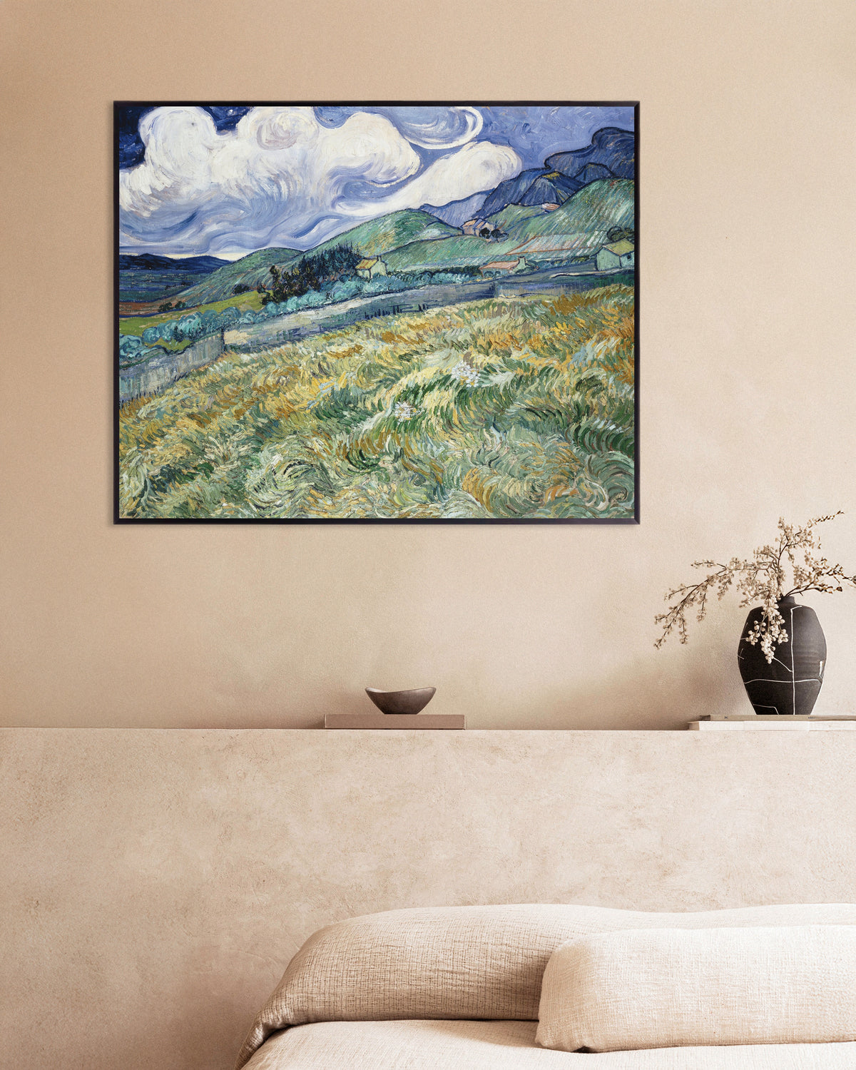 Poster de Paysage de Saint-Rémy (1889), Vincent van Gogh, avec un cadre en métal