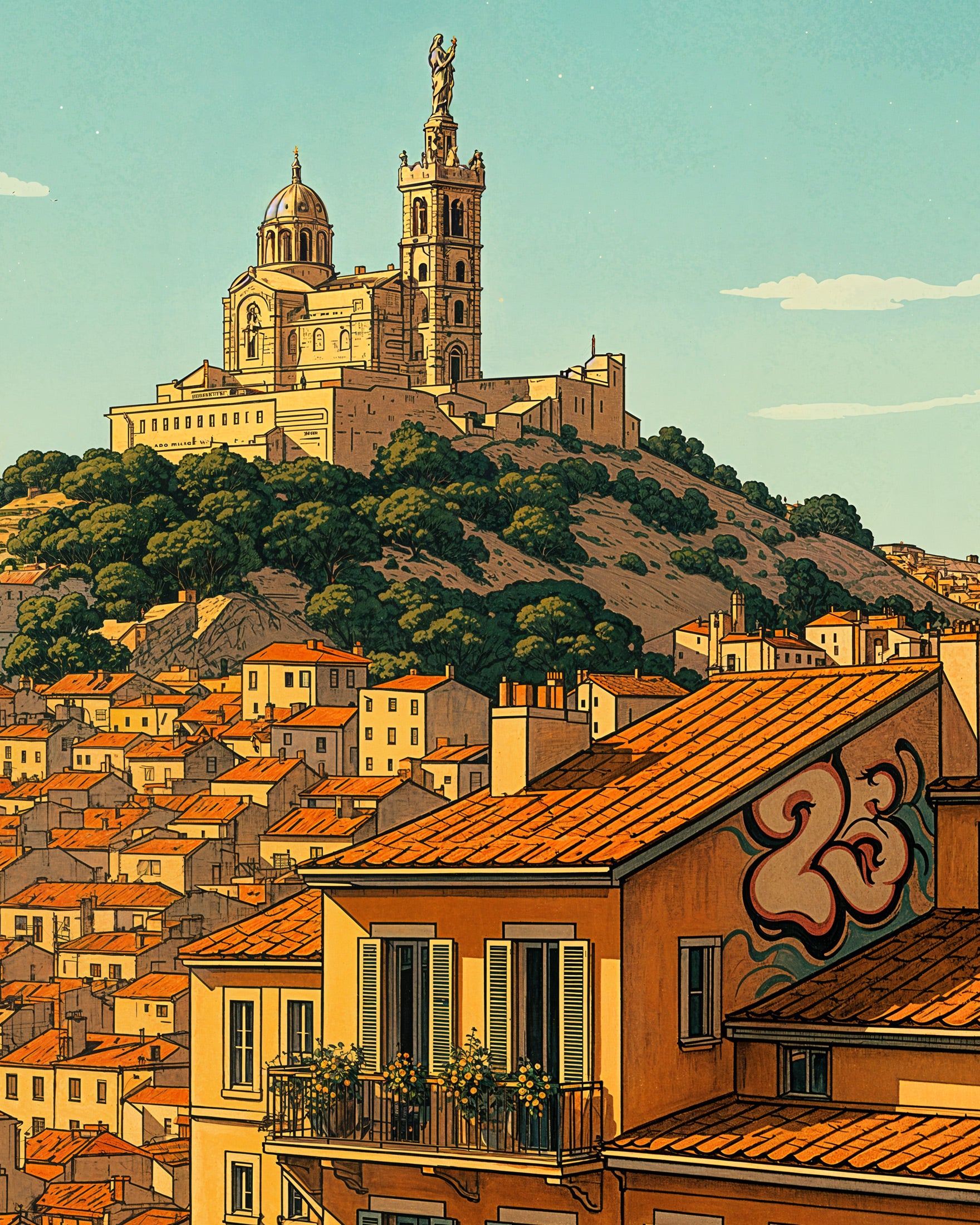 Affiche Marseille – Paysage urbain - Notre-Dame de la Garde