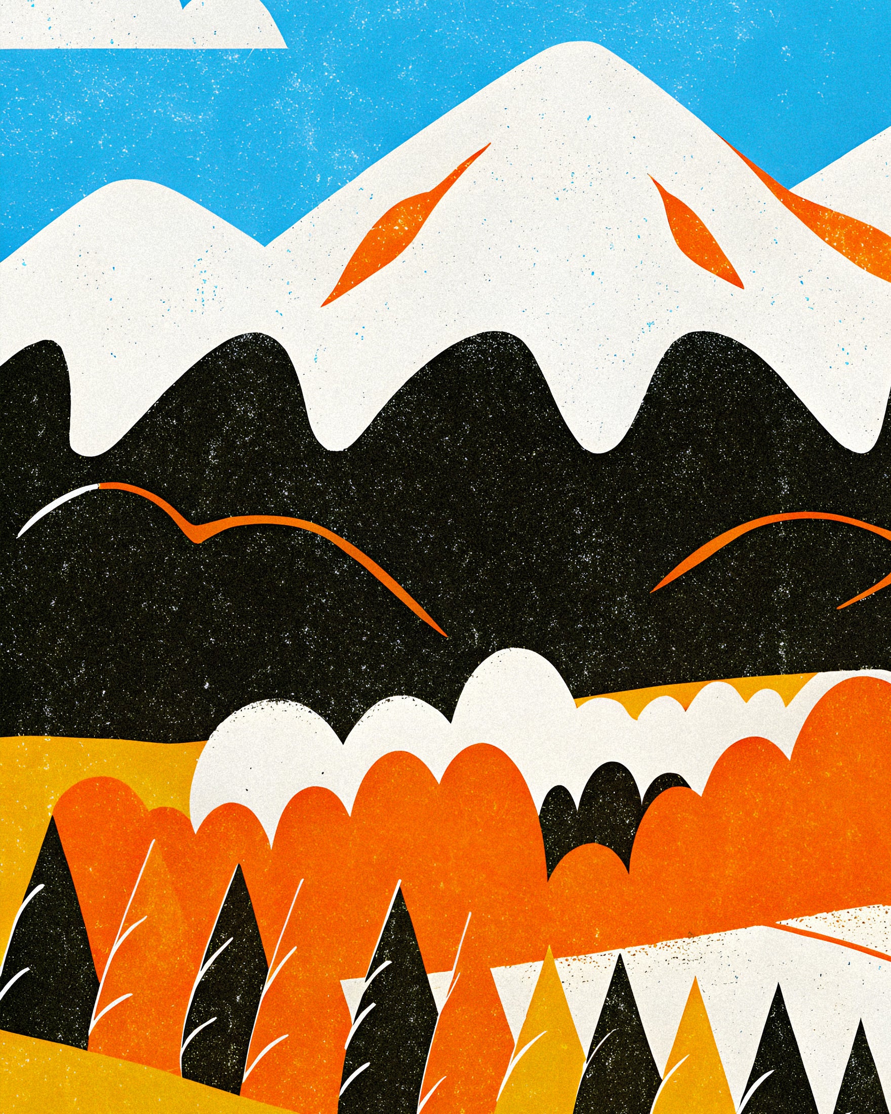 Modern Berglandschap – Grafische Natuur Poster