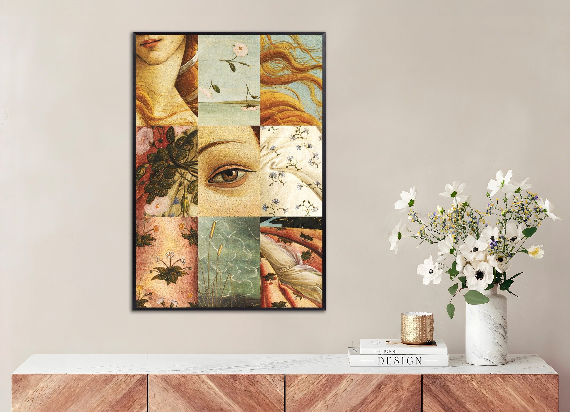 Poster of Mosaic of Botticelli’s Venus details, with metal frame