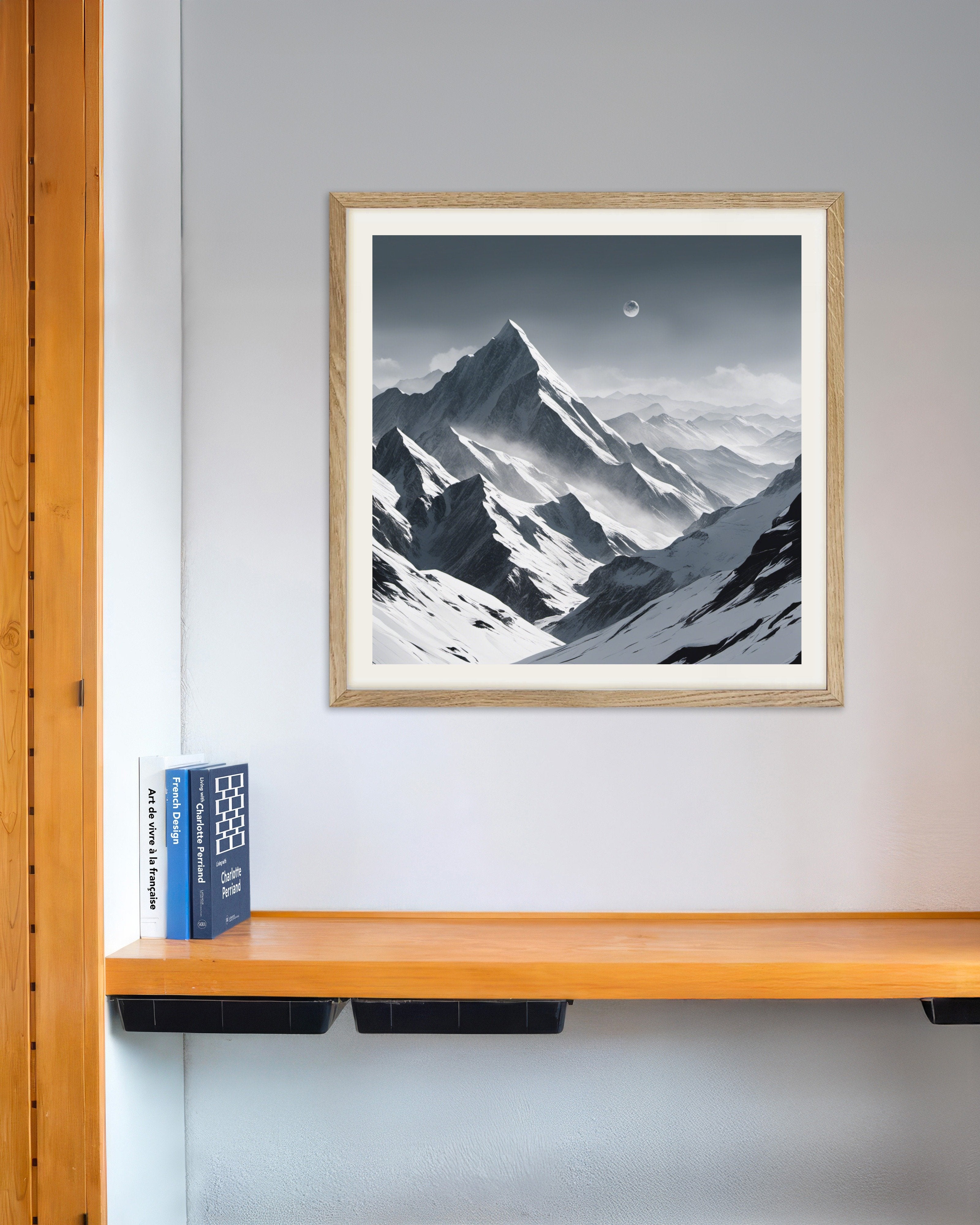 Poster of Neo-minimalism, Mountains - Poster, with natural wooden frame